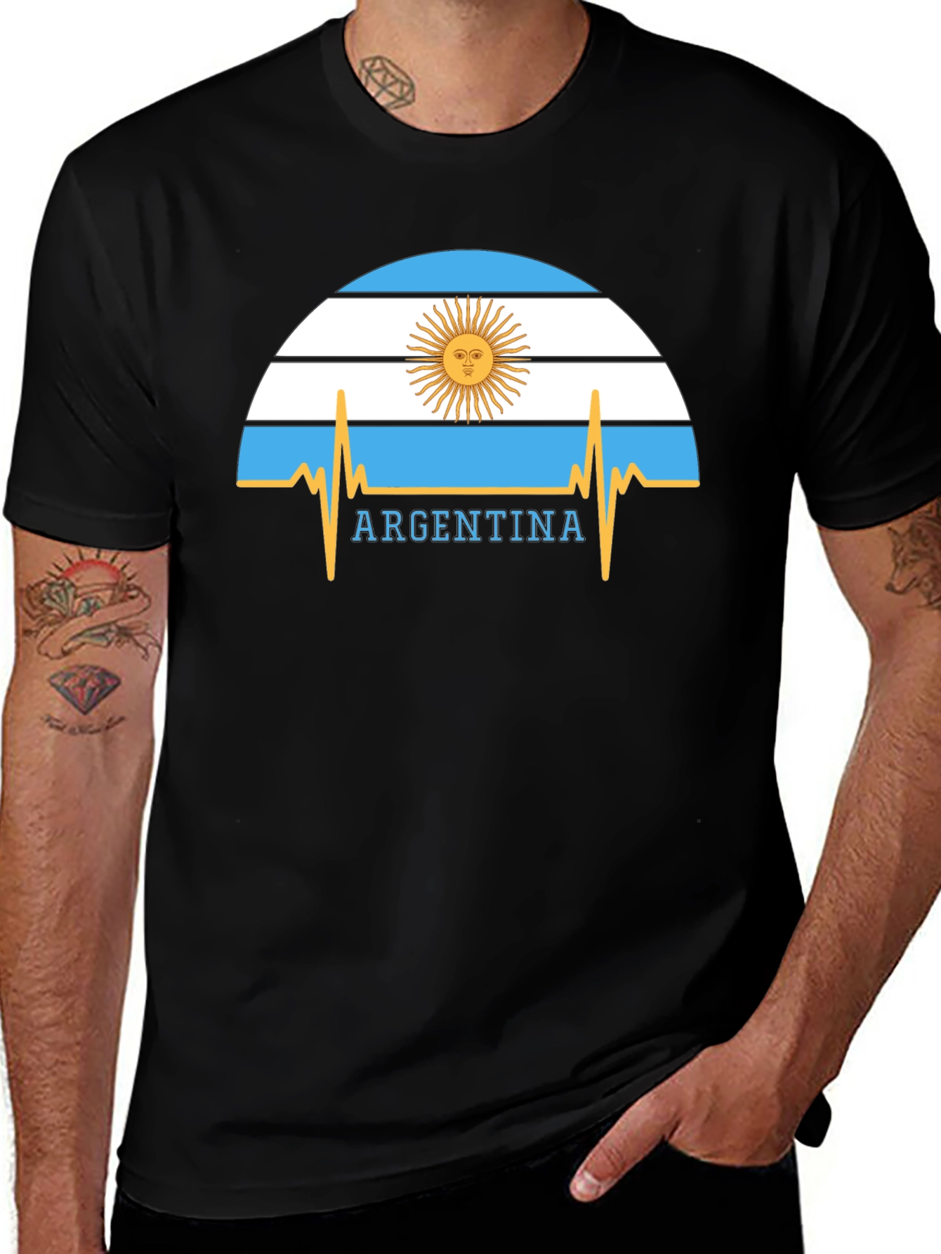 Argentina Flag Heartbeat Graphic T-Shirt