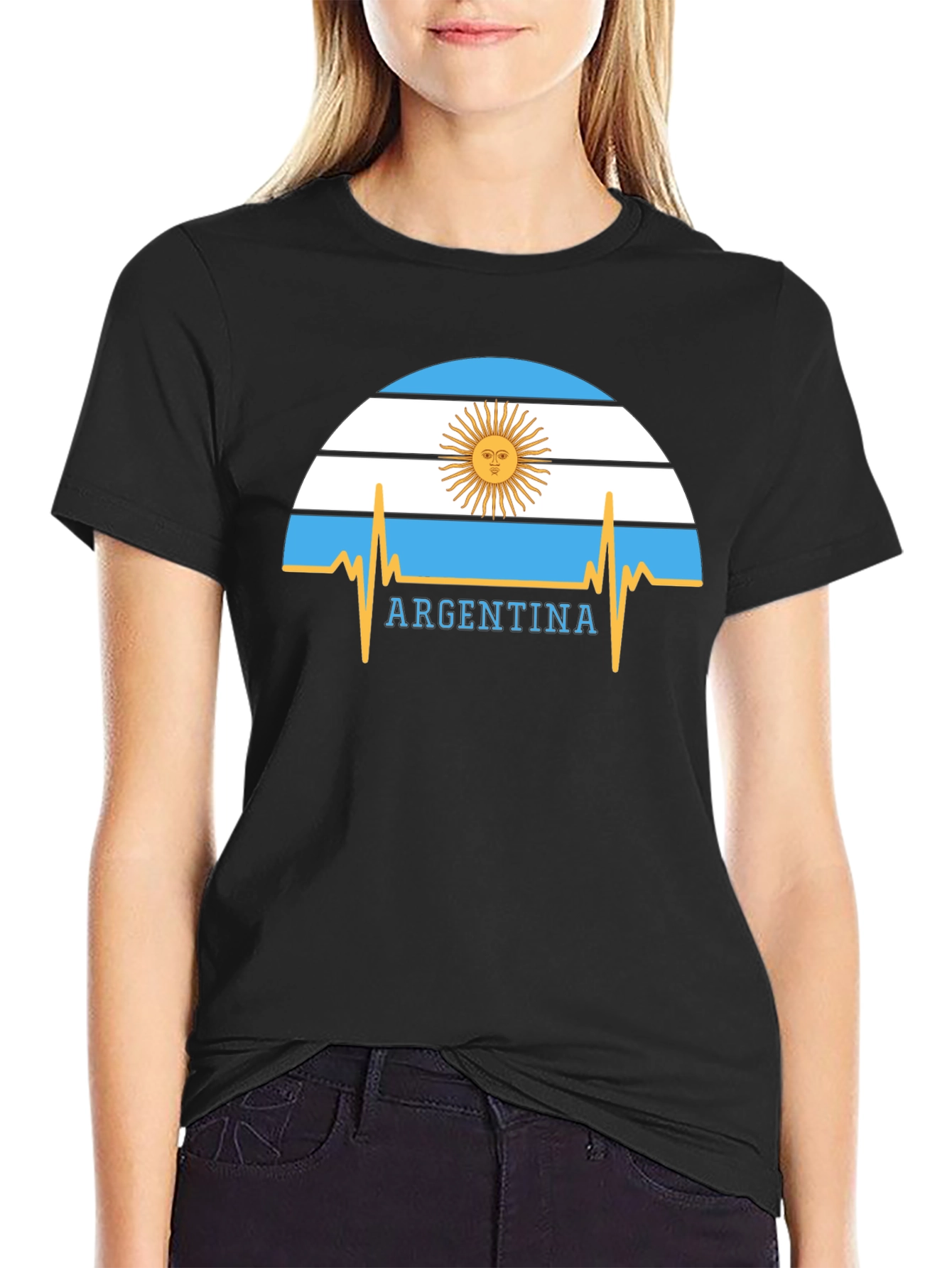 Argentina Flag Heartbeat Graphic T-Shirt