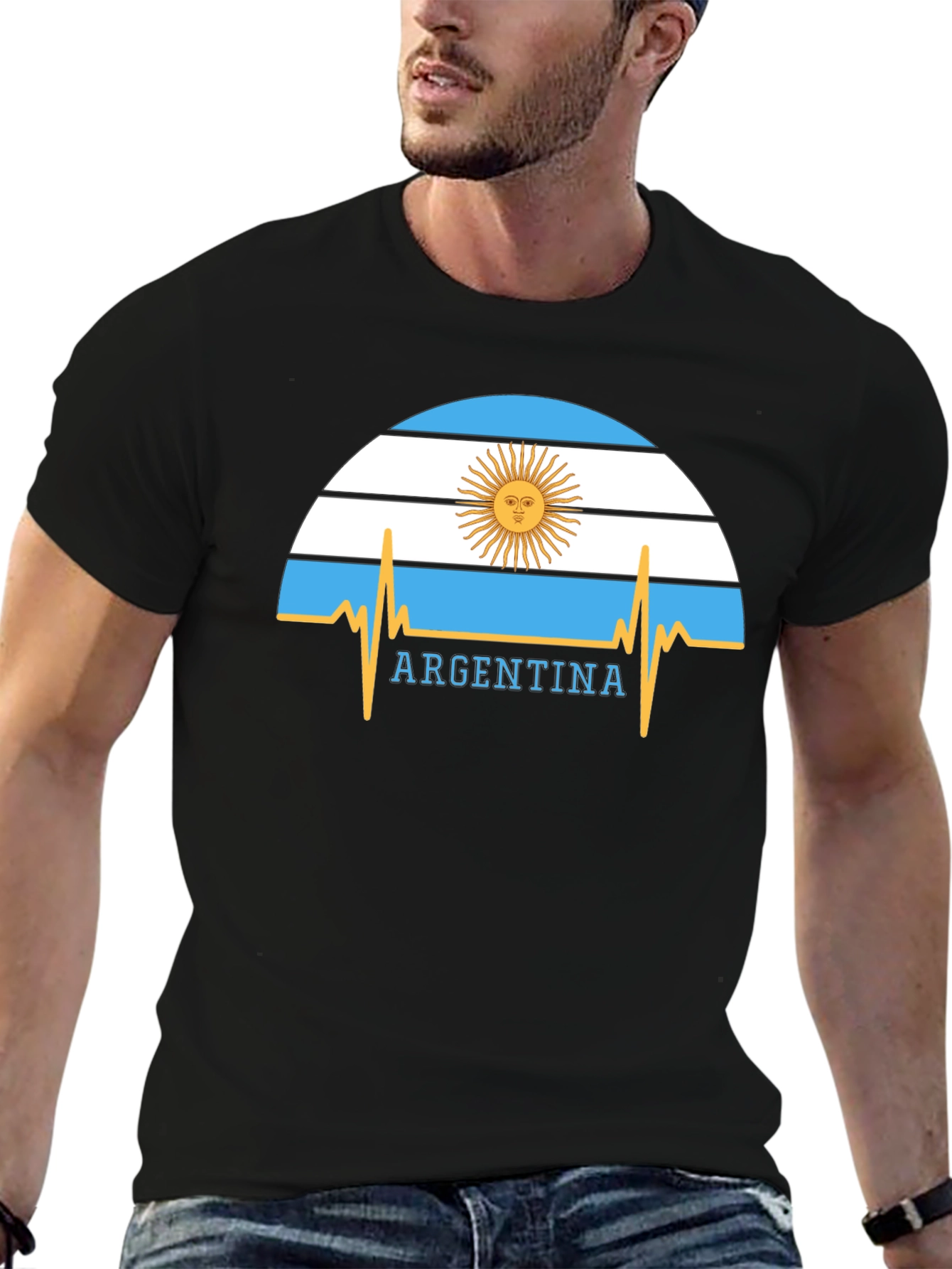 Argentina Flag Heartbeat Graphic T-Shirt
