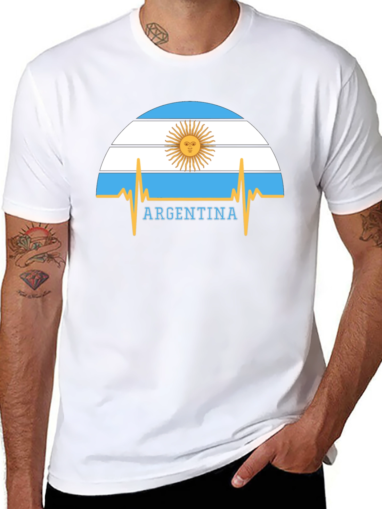 Argentina Flag Heartbeat Graphic T-Shirt