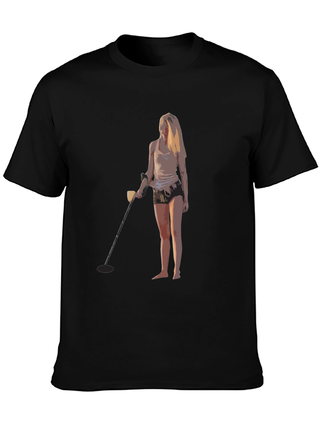Metal Detecting Girl Graphic T-Shirt - Black