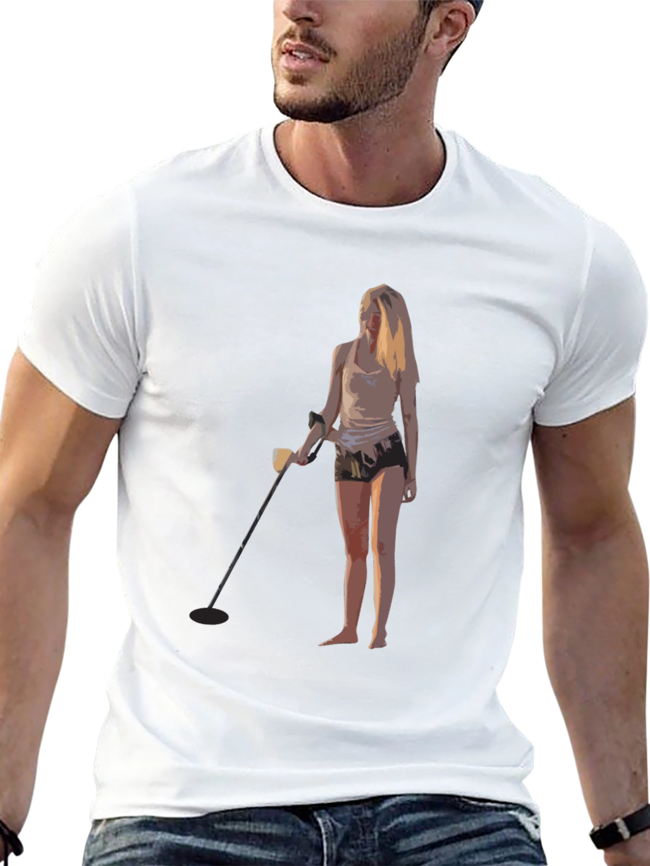 Metal Detecting Girl Graphic T-Shirt - Black