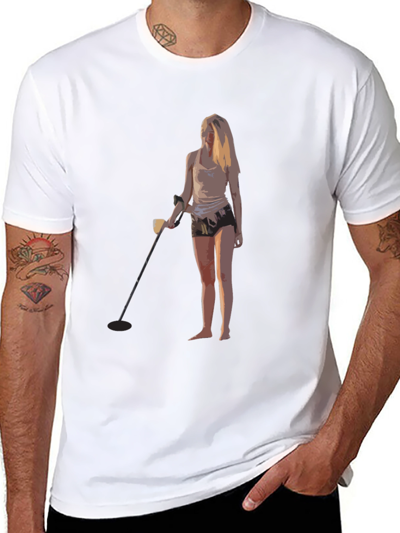 Metal Detecting Girl Graphic T-Shirt - Black