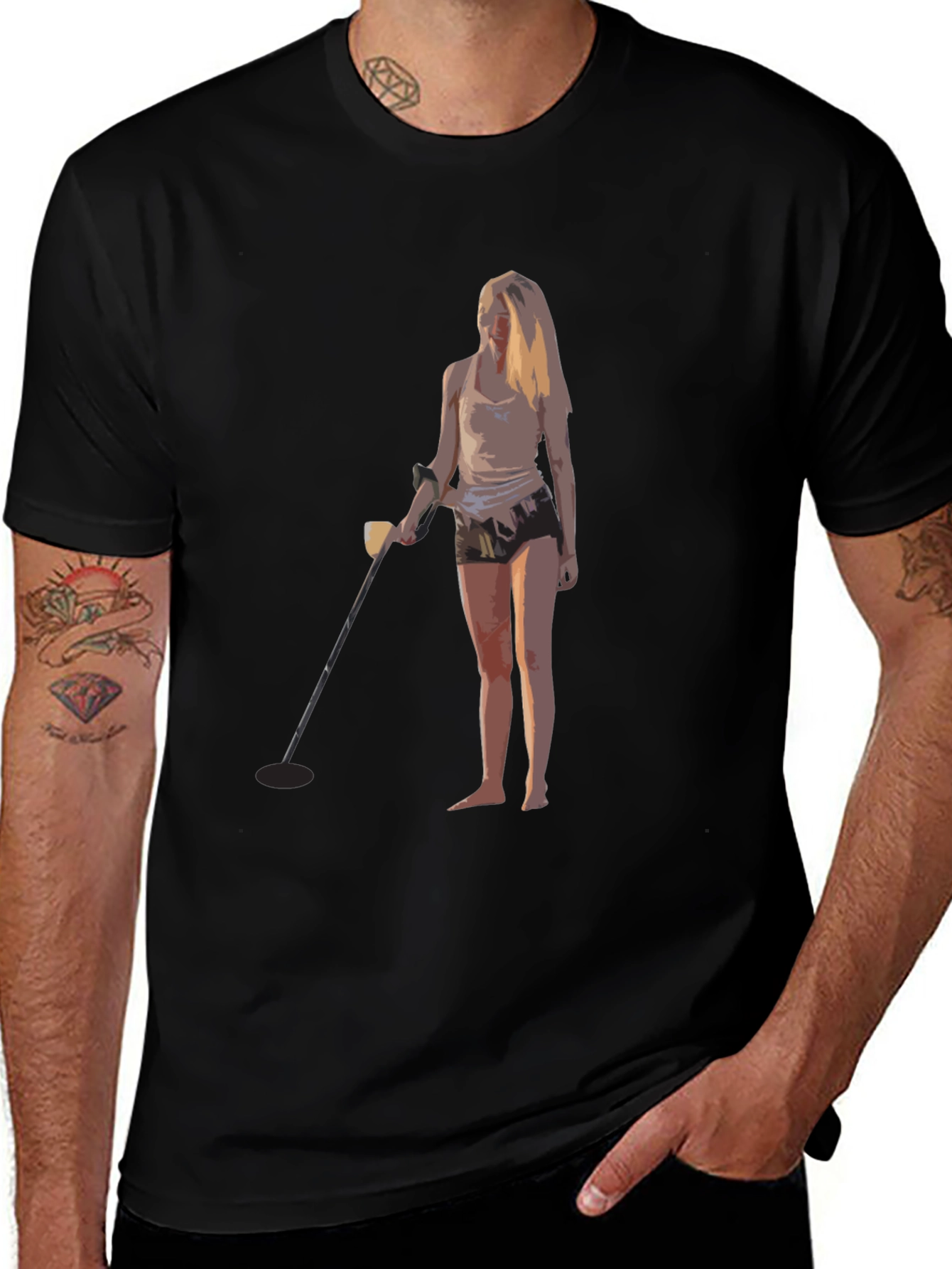 Metal Detecting Girl Graphic T-Shirt - Black
