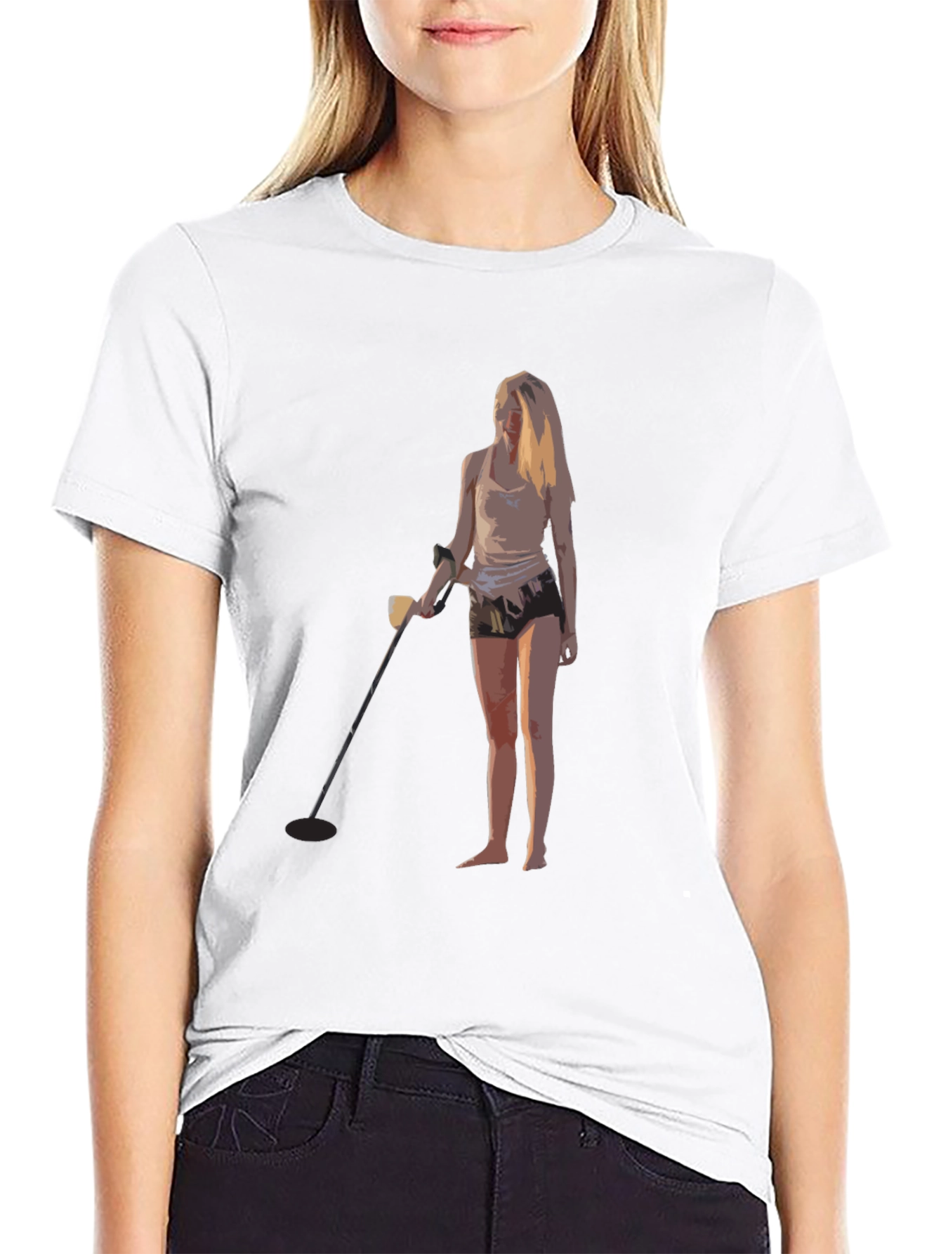 Metal Detecting Girl Graphic T-Shirt - Black