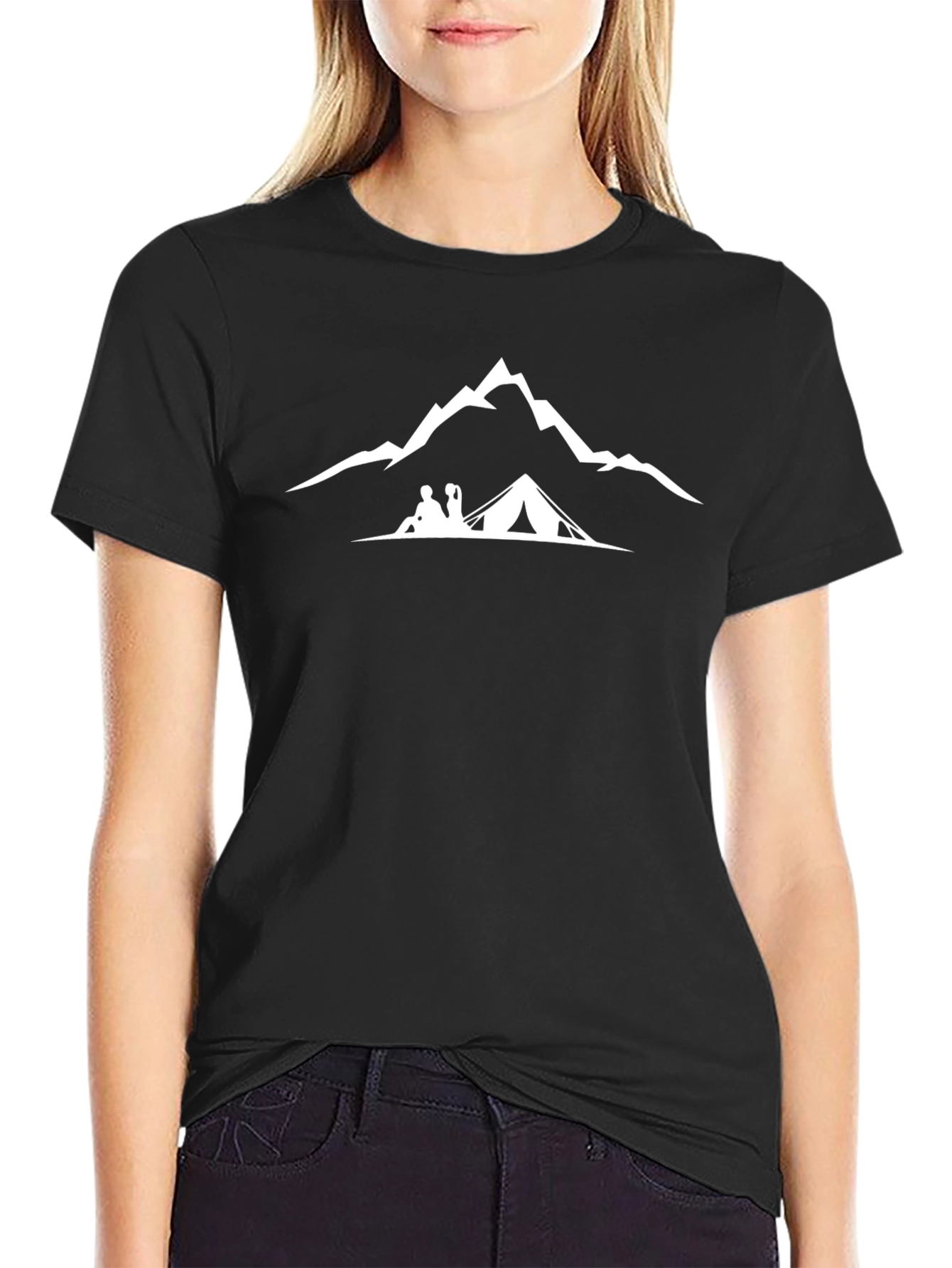Mountain Camping Graphic Tee - Black