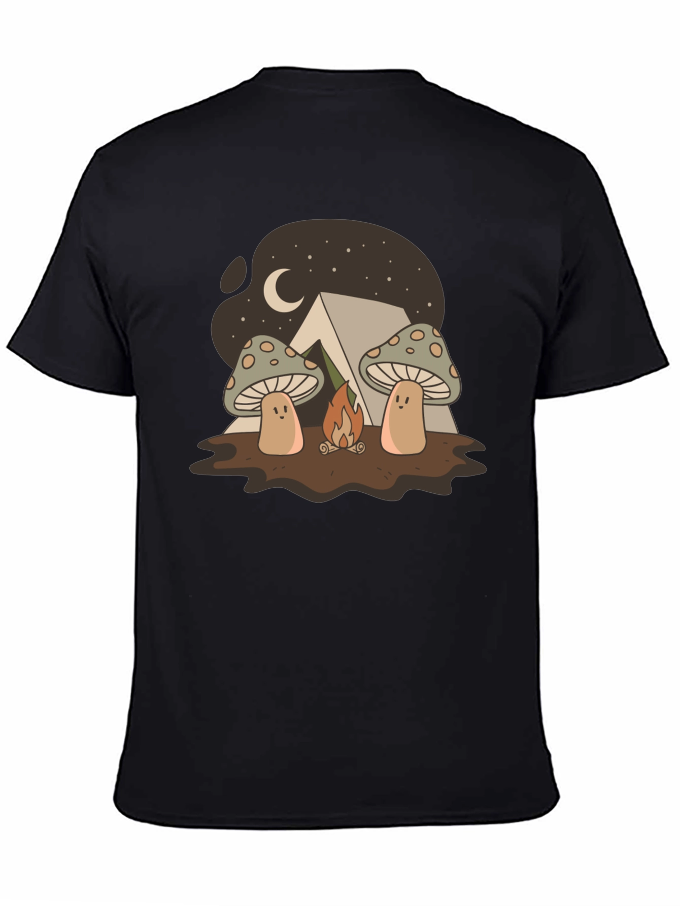 Mushroom Campfire Graphic T-Shirt - Nature Lover Tee