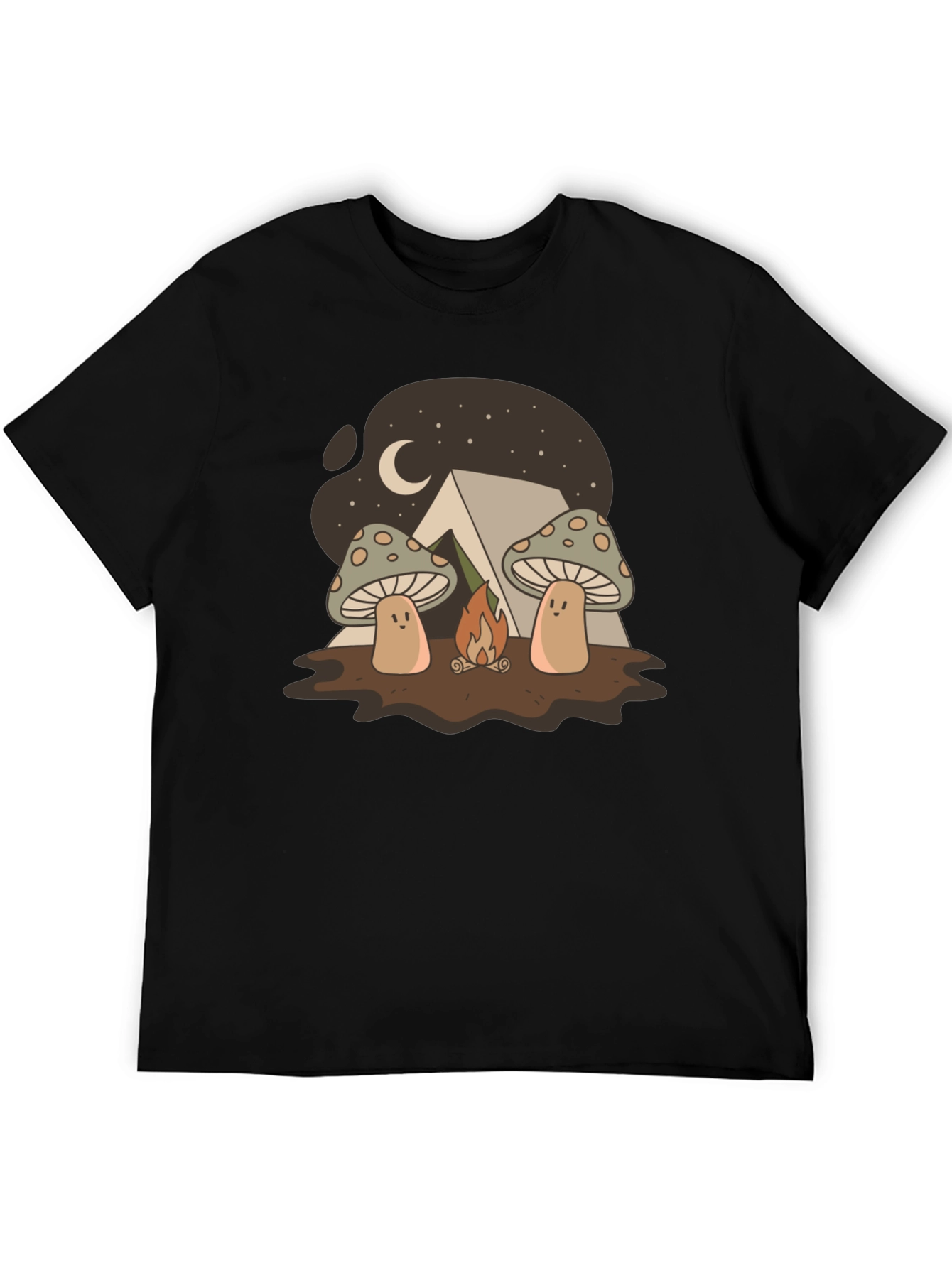 Mushroom Campfire Graphic T-Shirt - Nature Lover Tee