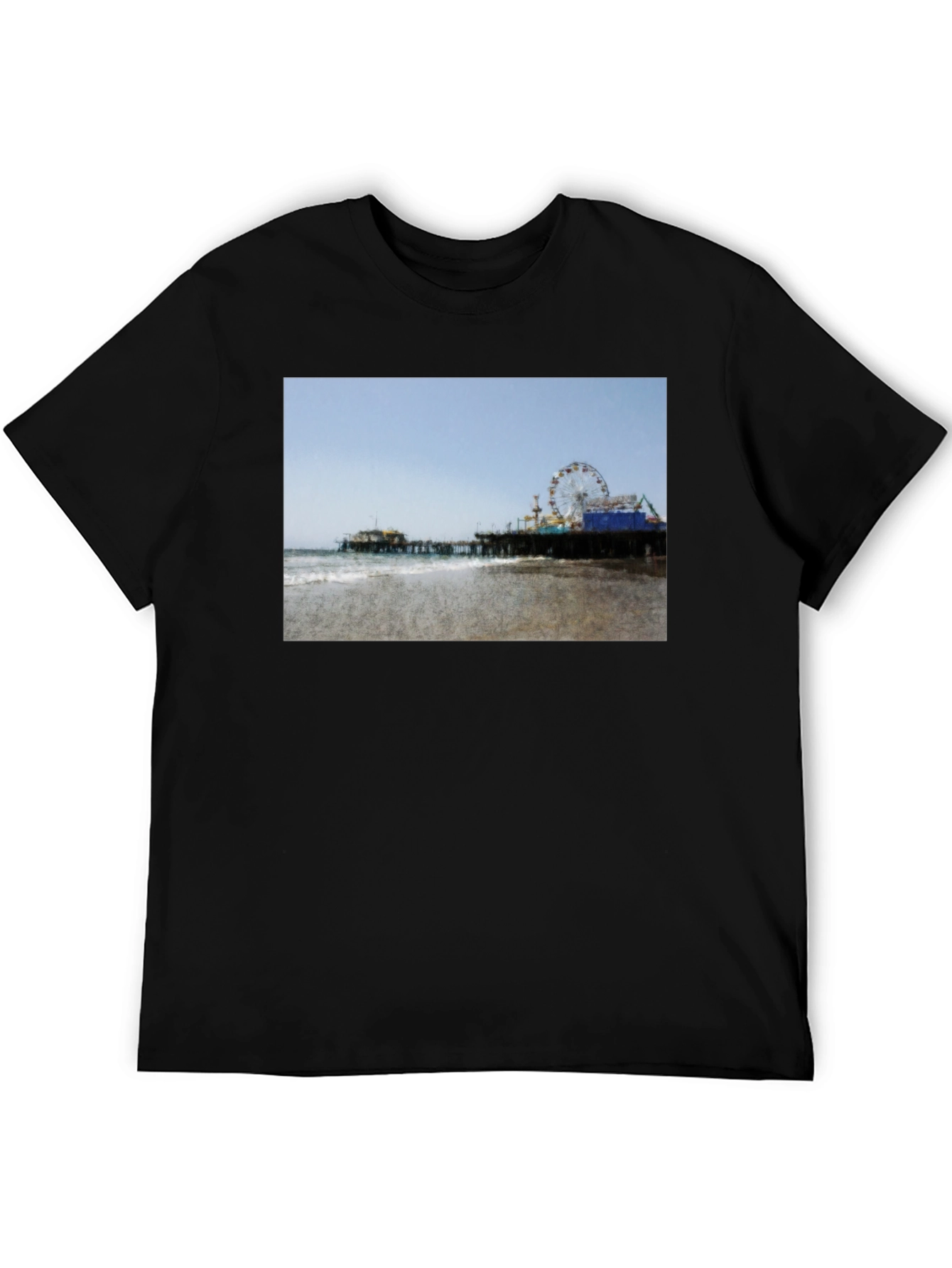 Beach Pier Graphic Black T-Shirt
