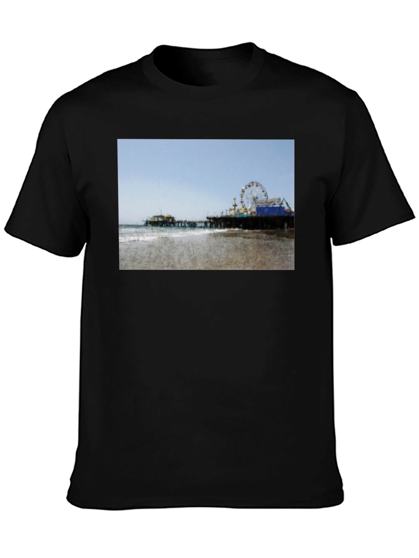 Beach Pier Graphic Black T-Shirt