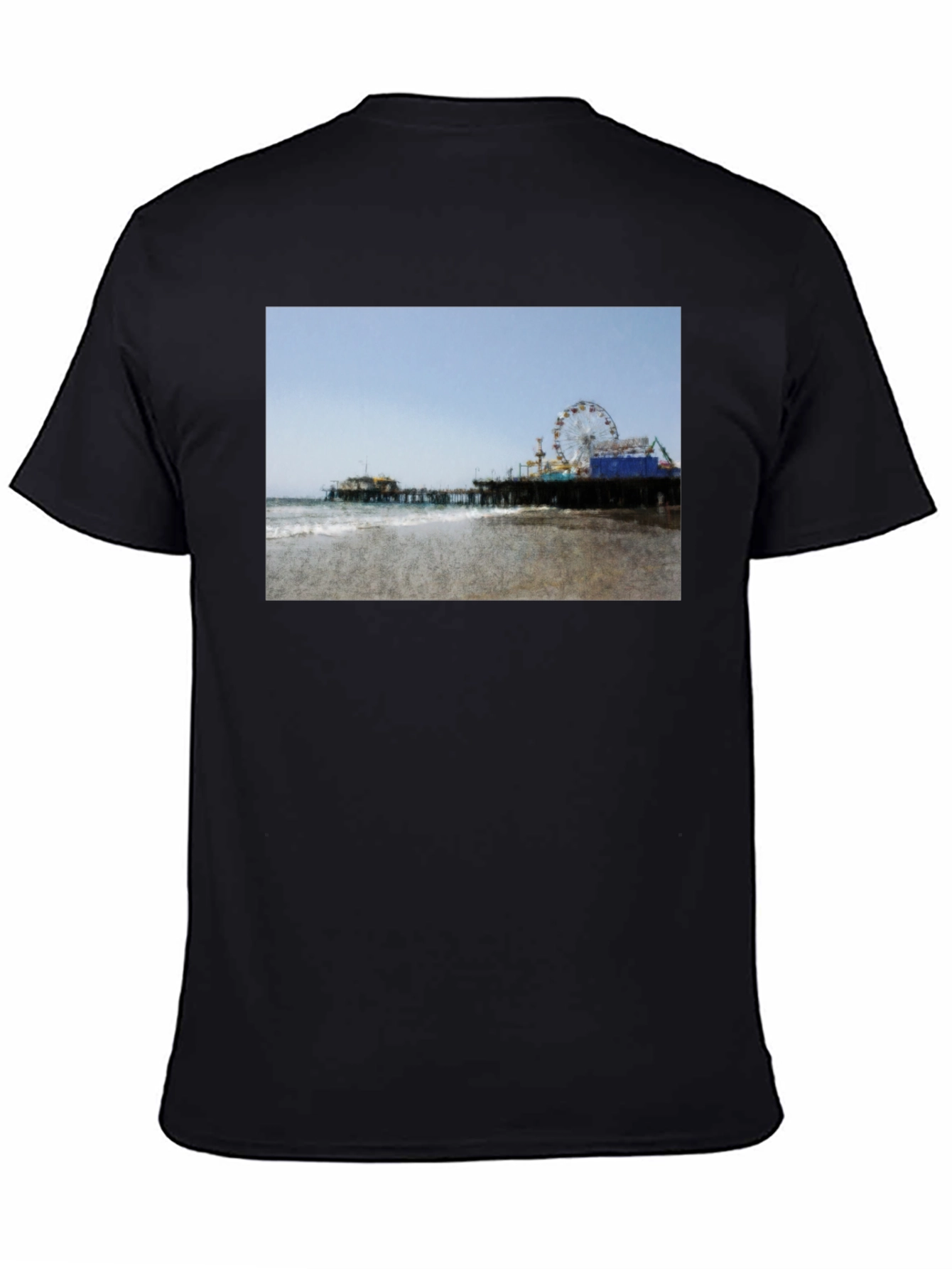 Beach Pier Graphic Black T-Shirt