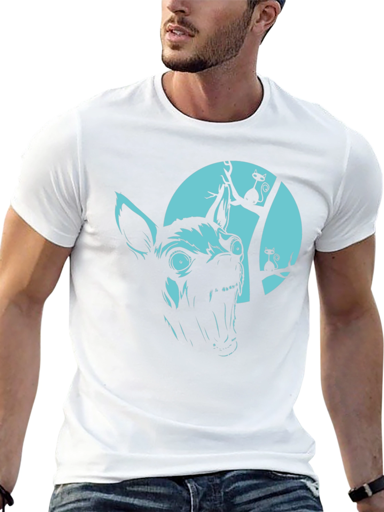 Mens Halloween Dog & Cat Graphic Tee