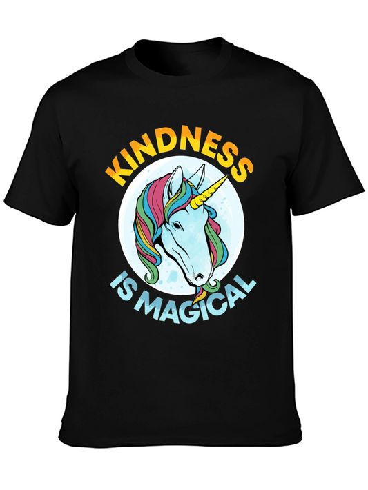 Kindness is Magical Unicorn Graphic Tee - Black