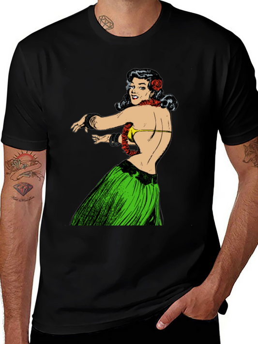 Hula Girl Graphic Tee - Retro Style