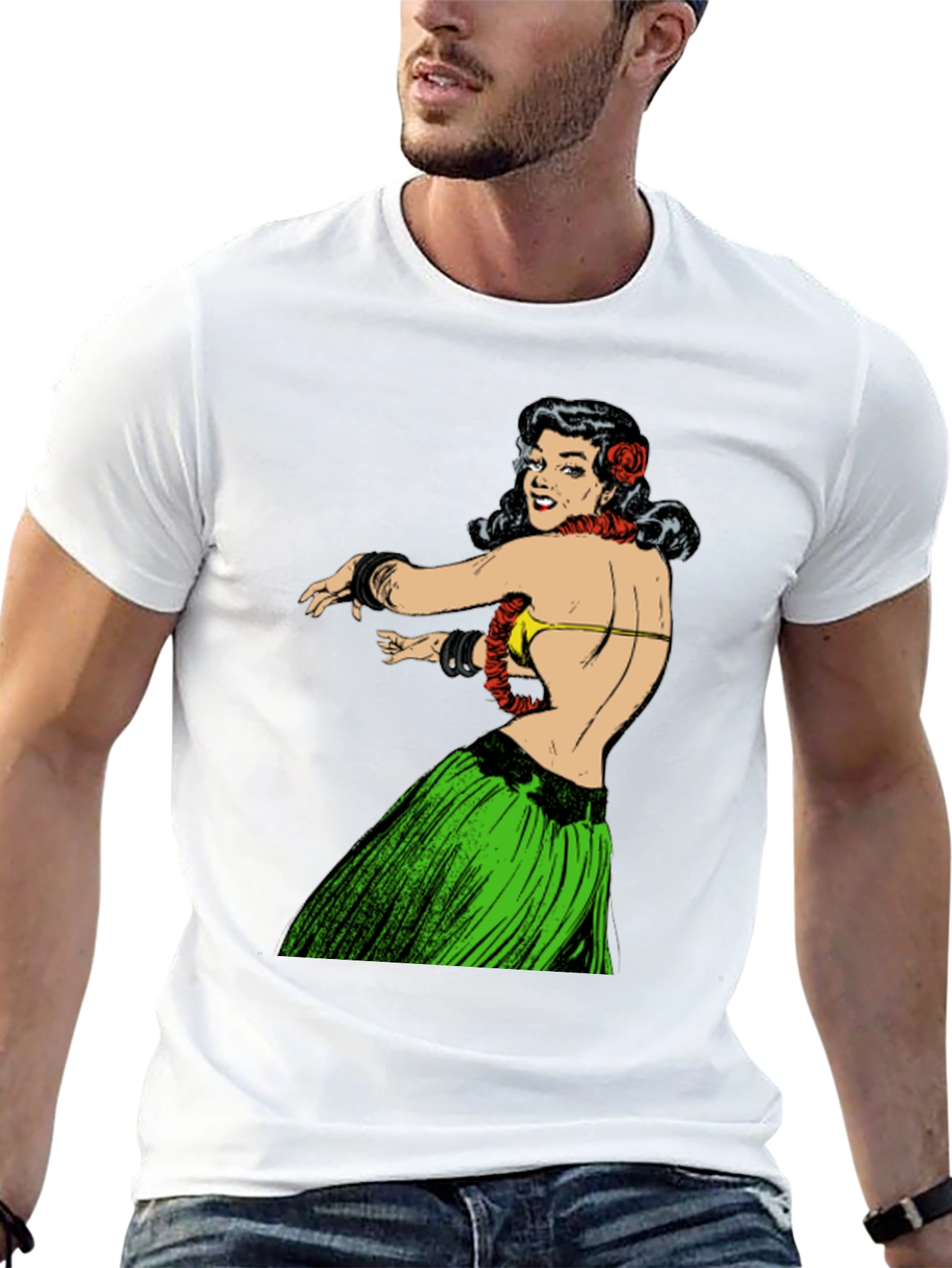 Hula Girl Graphic Tee - Retro Style