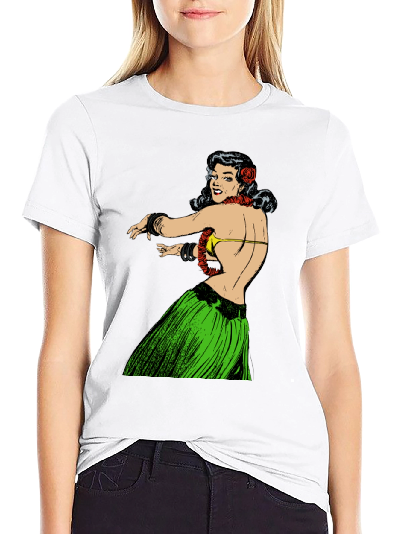 Hula Girl Graphic Tee - Retro Style