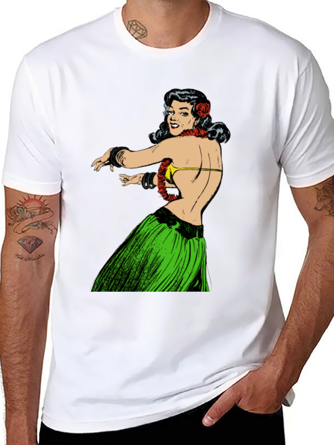 Hula Girl Graphic Tee - Retro Style