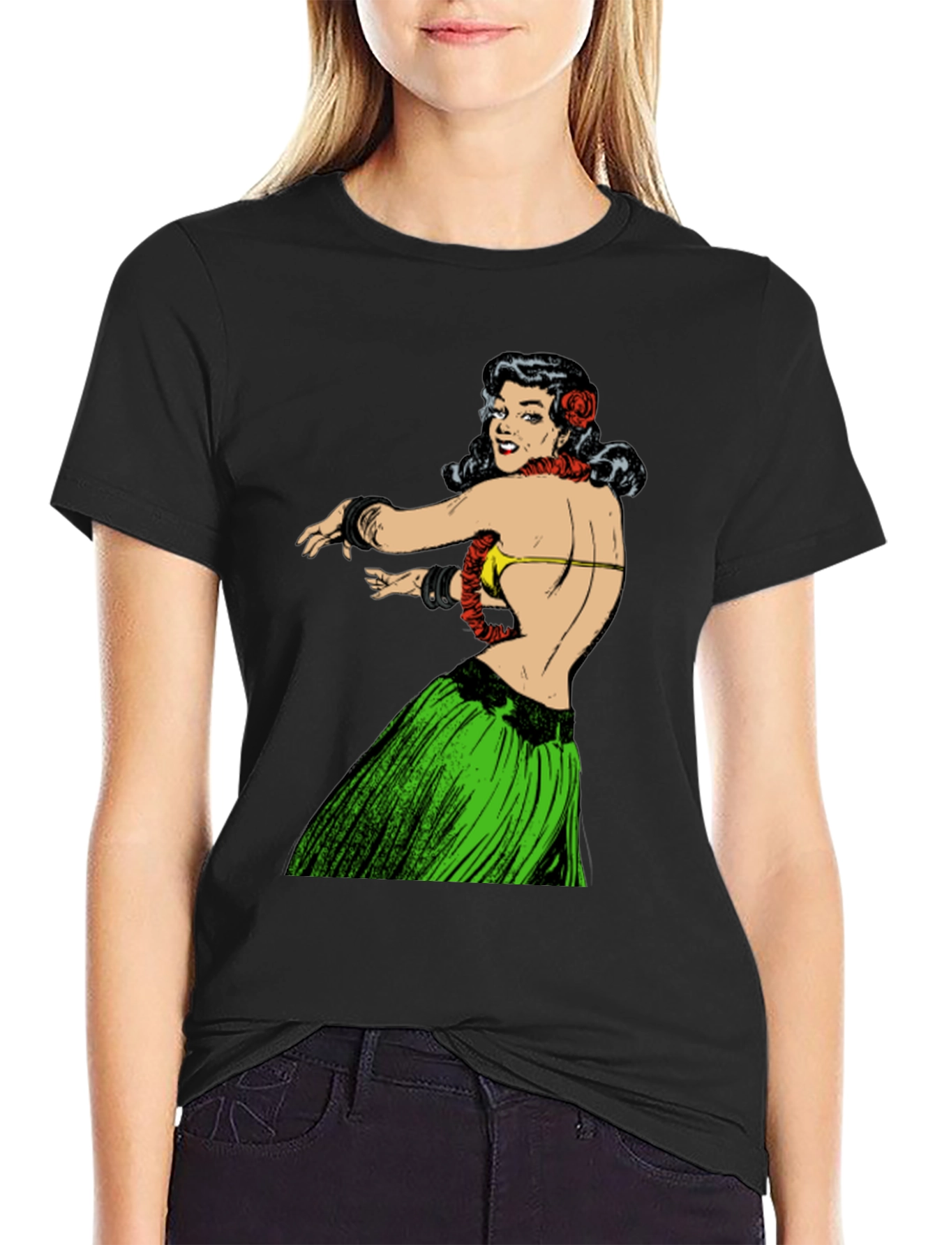 Hula Girl Graphic Tee - Retro Style