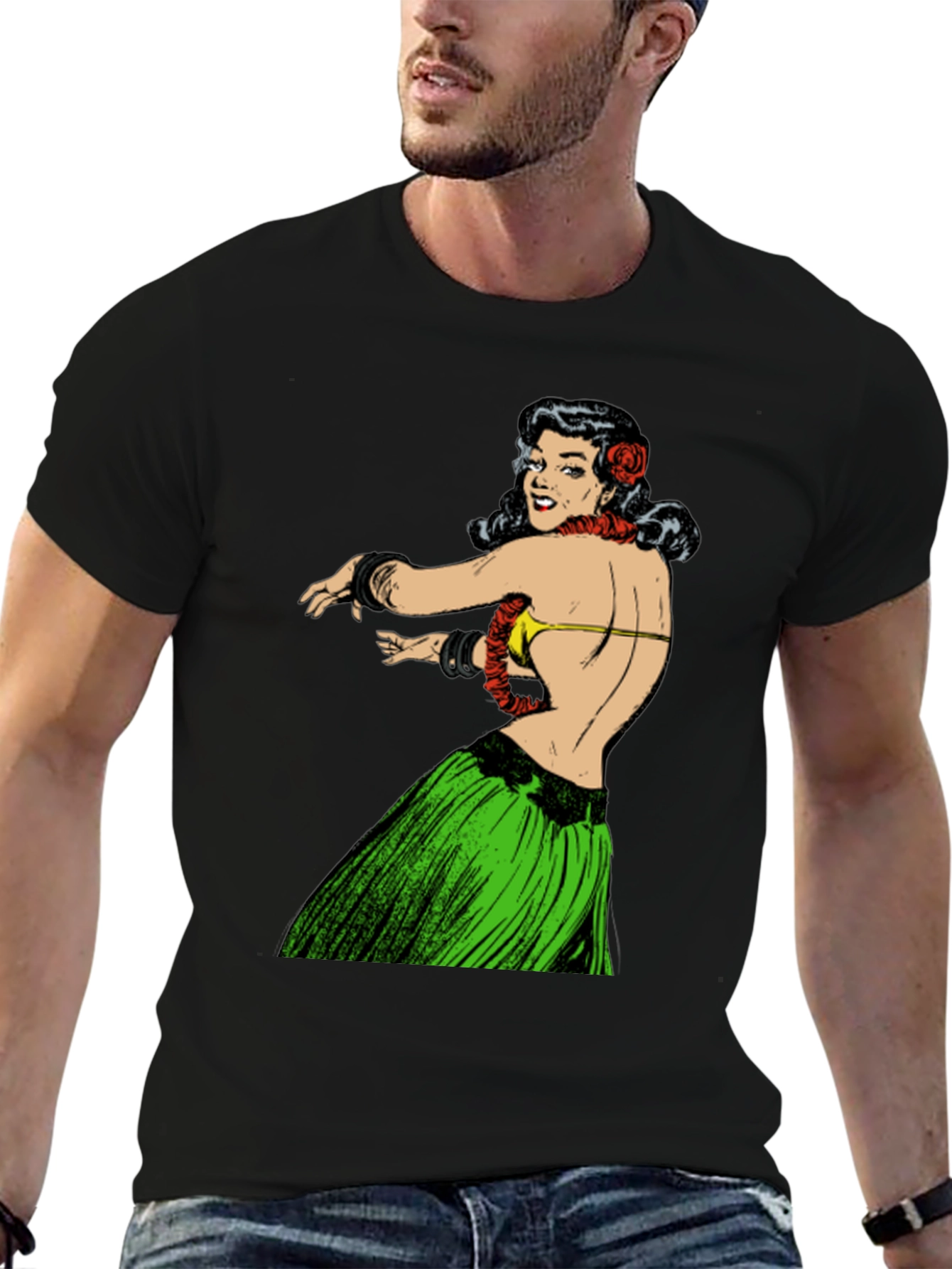 Hula Girl Graphic Tee - Retro Style