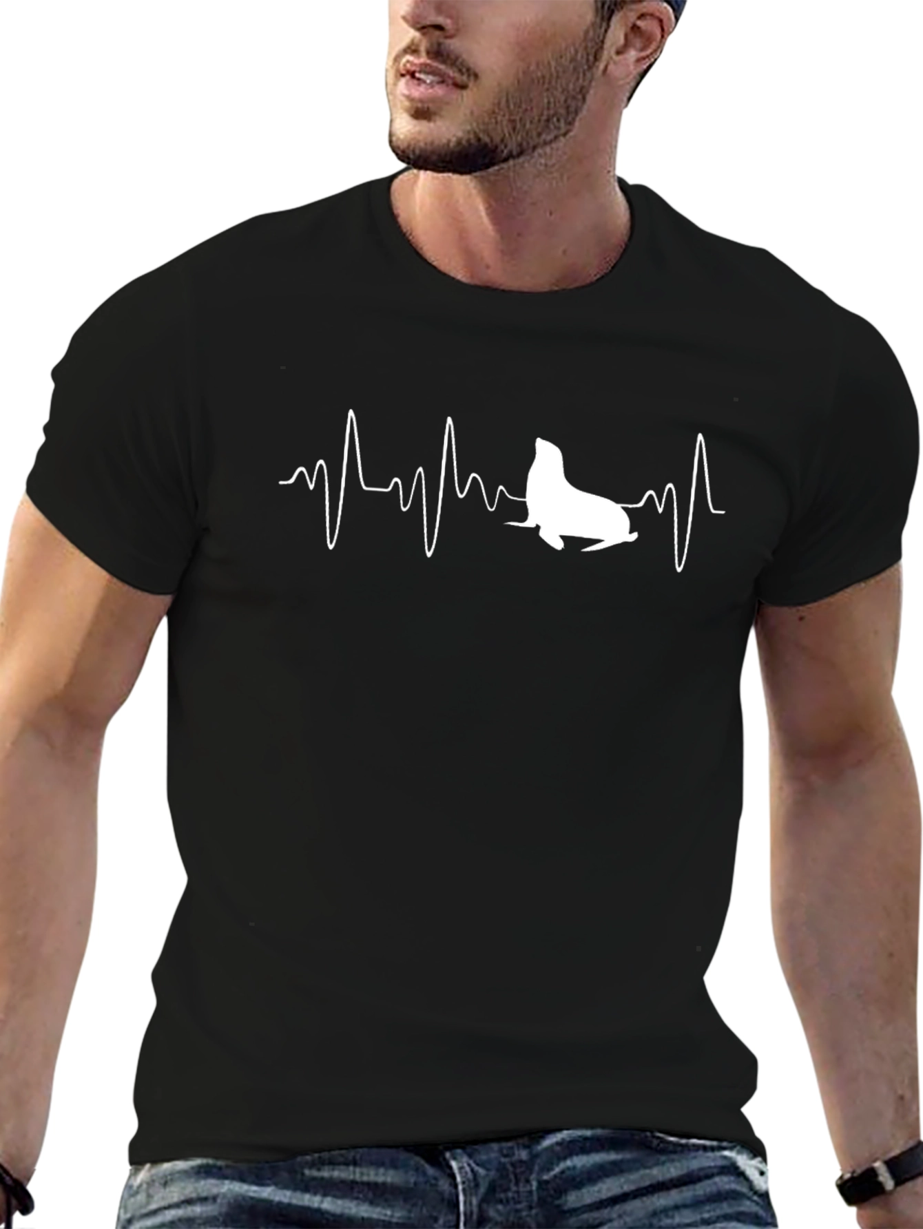 Seal Heartbeat Graphic Tee - Unique Animal Lover Shirt