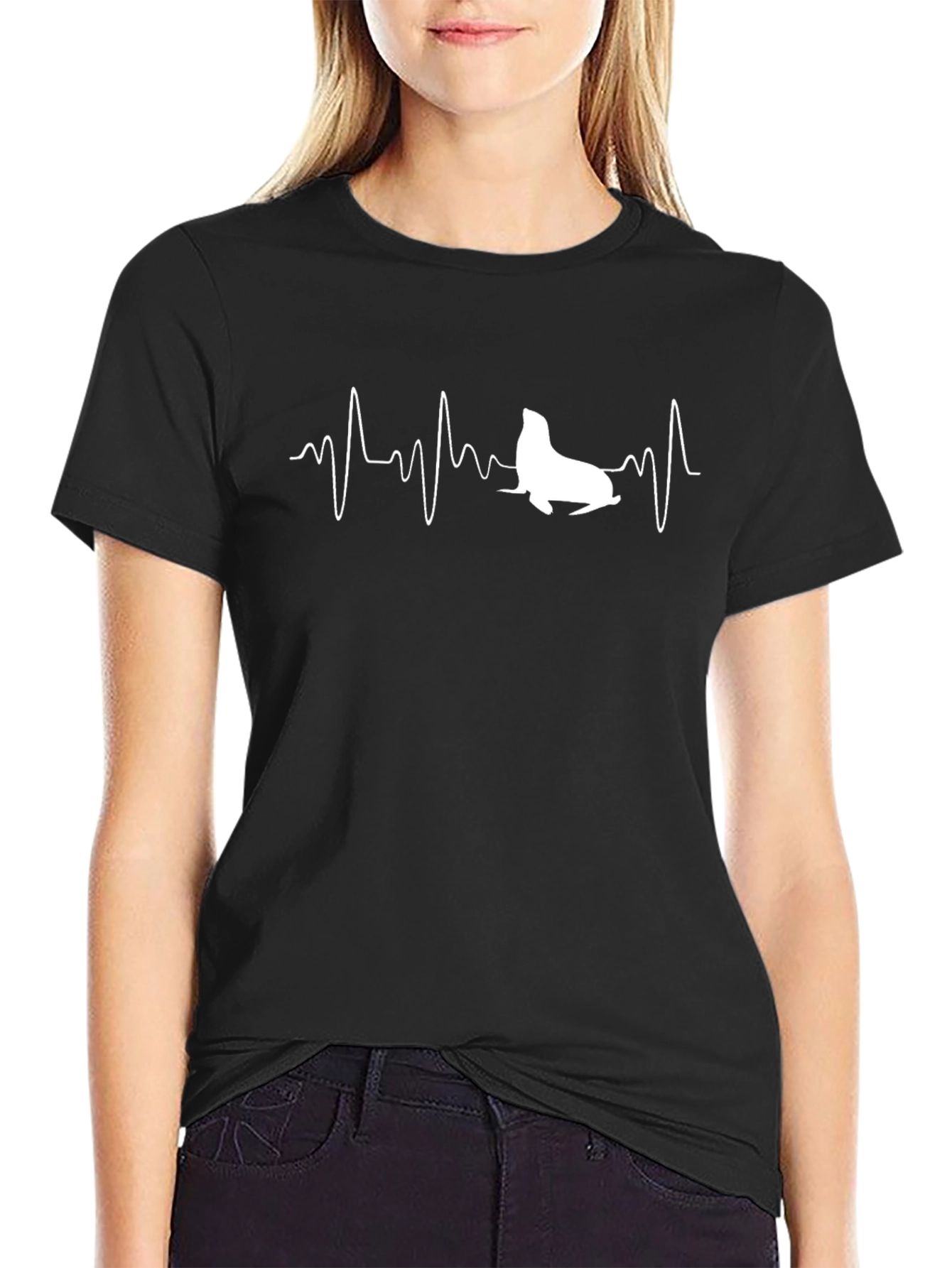 Seal Heartbeat Graphic Tee - Unique Animal Lover Shirt