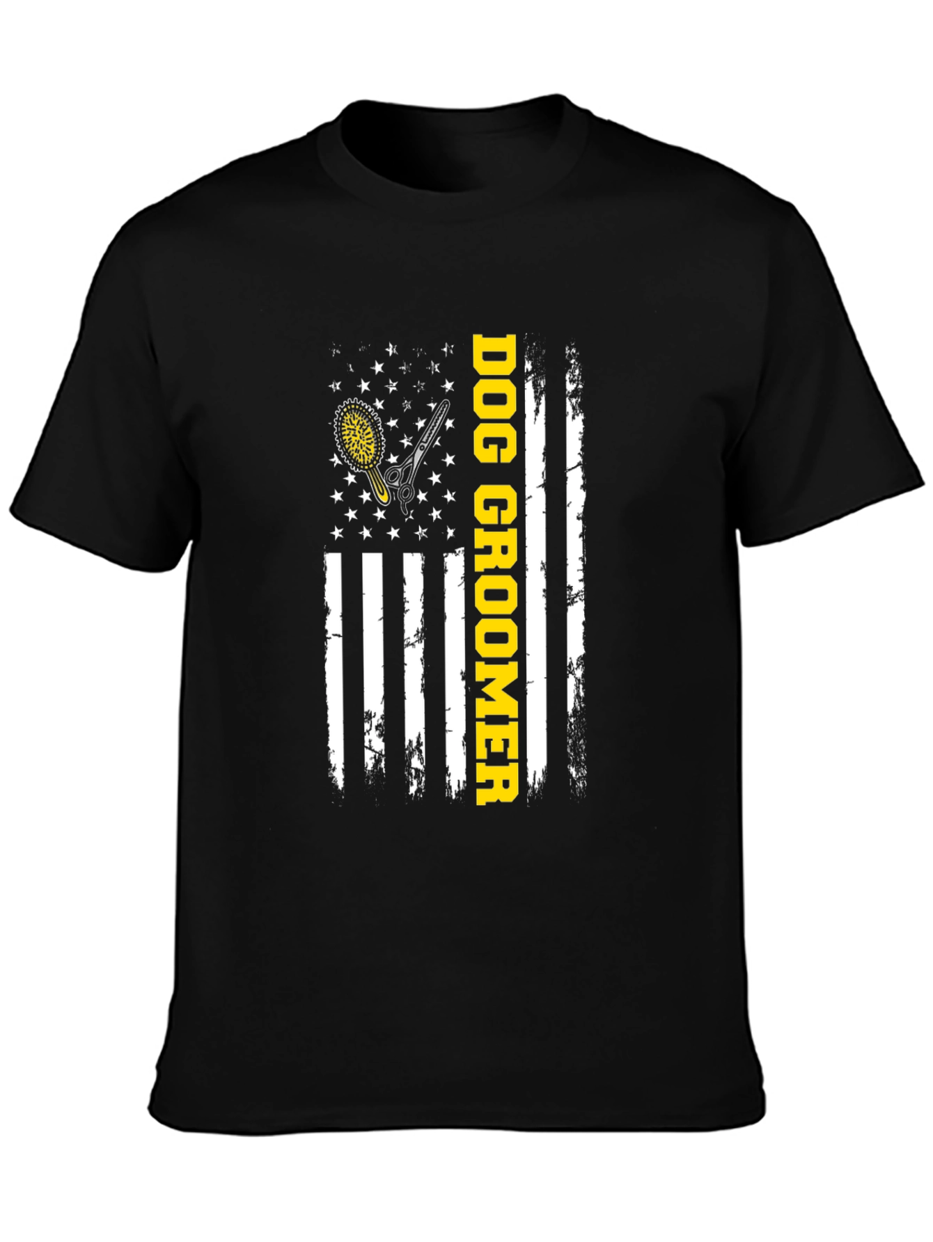Dog Groomer American Flag T-Shirt