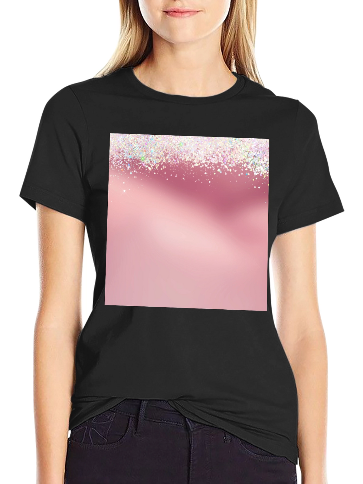 Sparkly Pink Graphic Tee - Stylish & Trendy