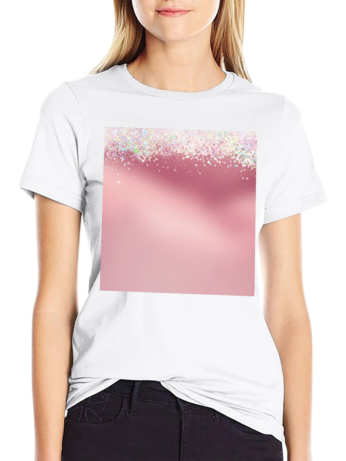 Sparkly Pink Graphic Tee - Stylish & Trendy