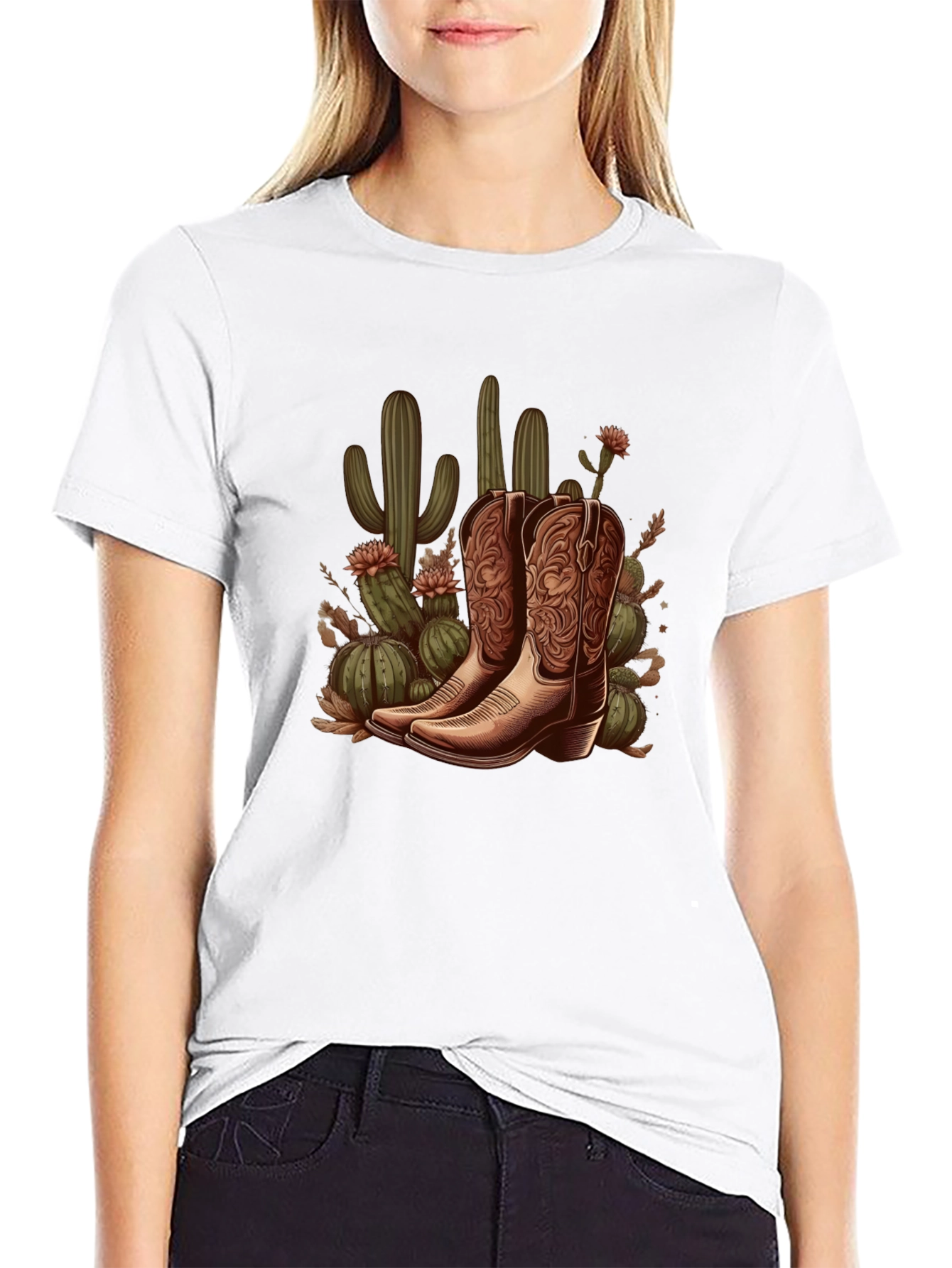 Cowboy Boots and Cactus Graphic Tee