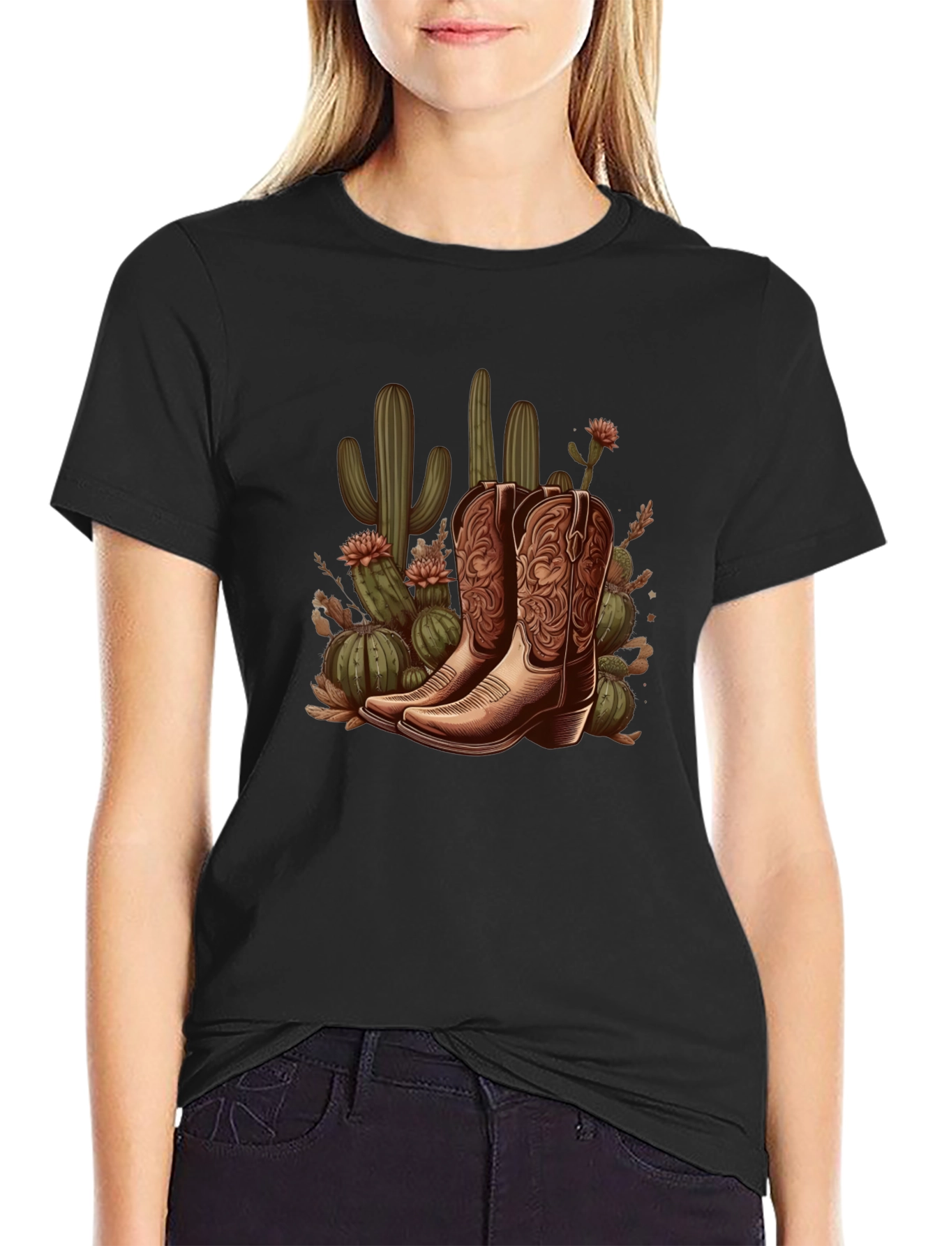 Cowboy Boots and Cactus Graphic Tee