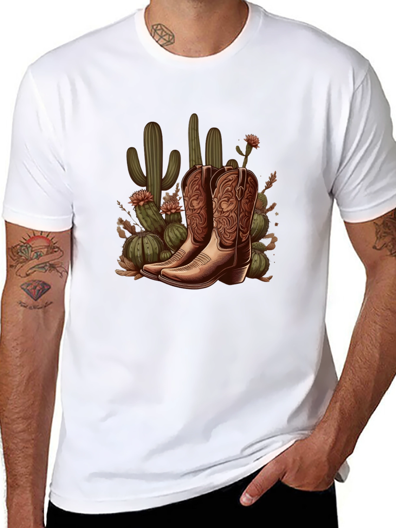 Cowboy Boots and Cactus Graphic Tee
