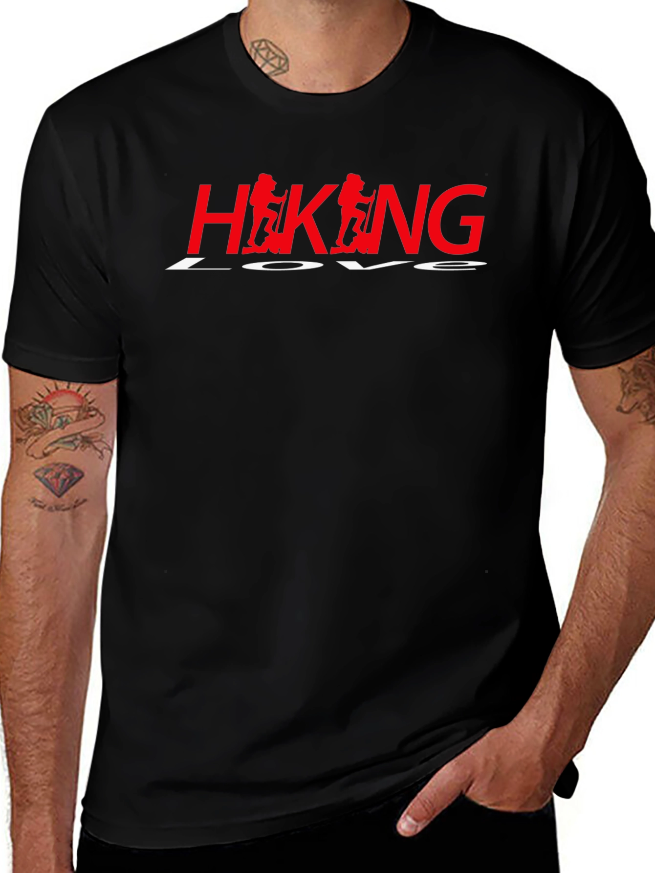 Hiking Love Graphic T-Shirt - Black