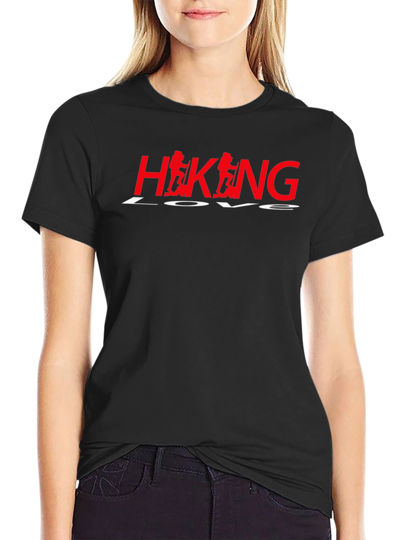 Hiking Love Graphic T-Shirt - Black