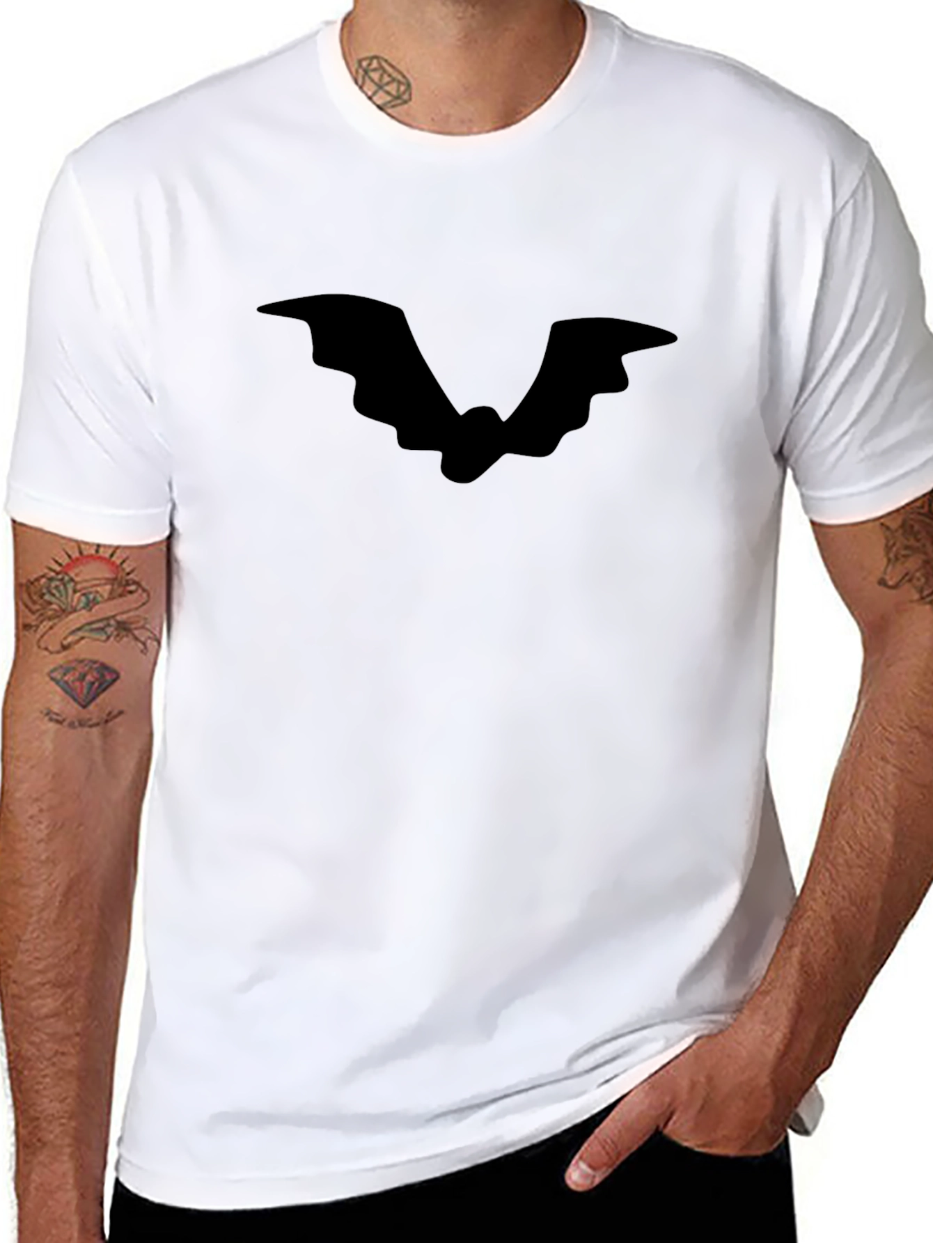 Black Bat Graphic Tee - Halloween Style