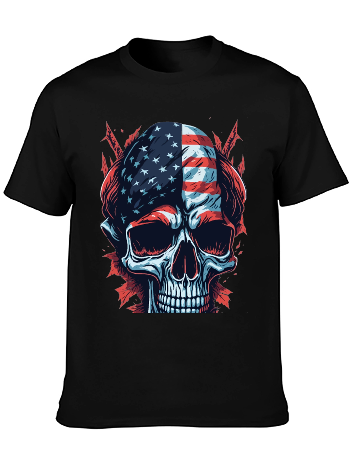American Flag Skull Graphic T-Shirt