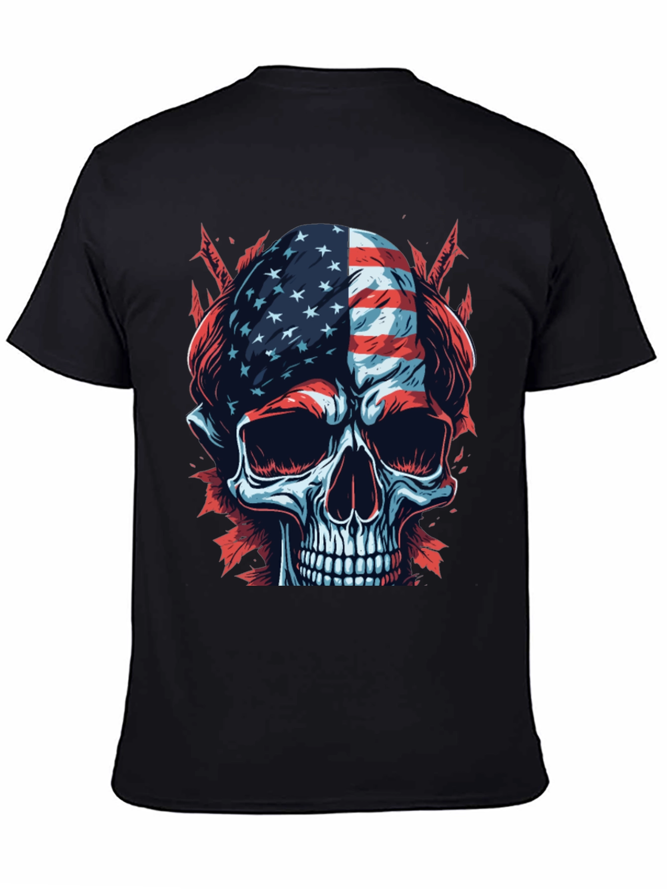 American Flag Skull Graphic T-Shirt