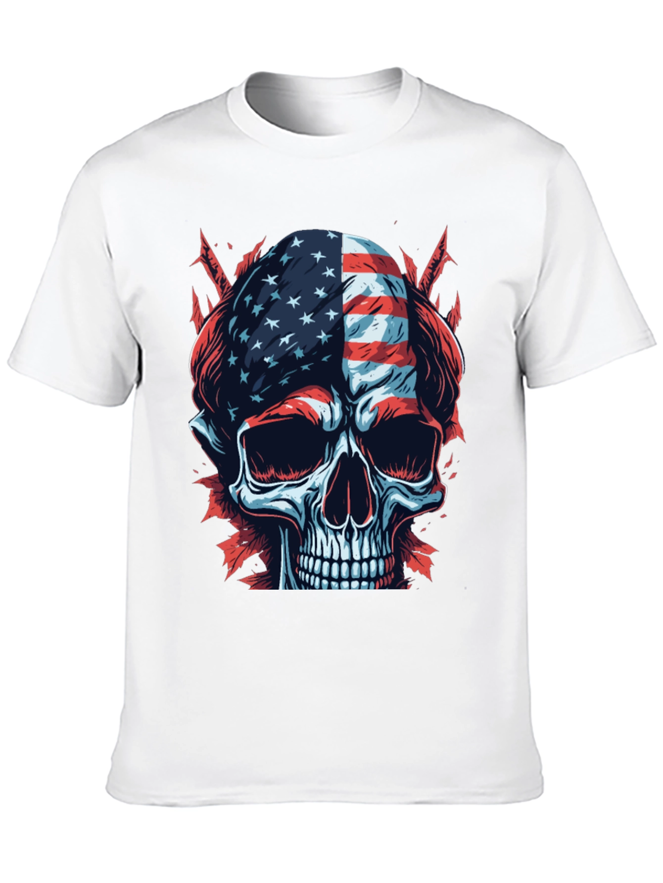 American Flag Skull Graphic T-Shirt
