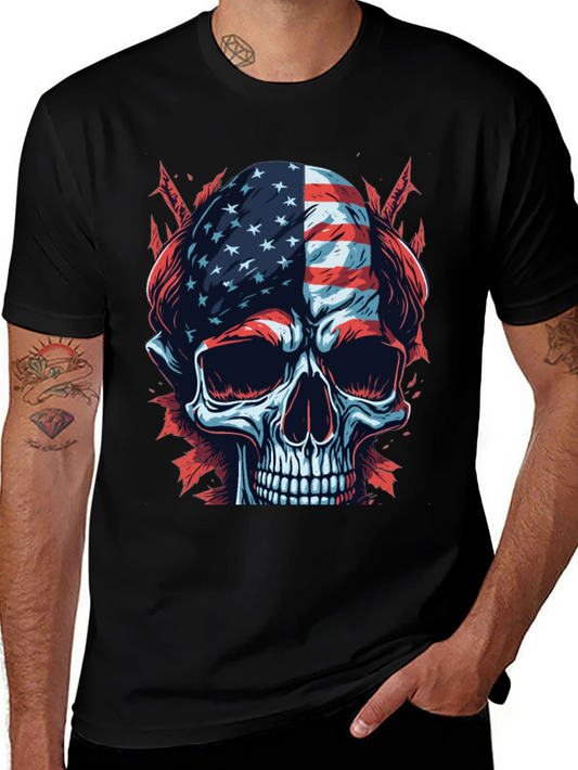 American Flag Skull Graphic T-Shirt