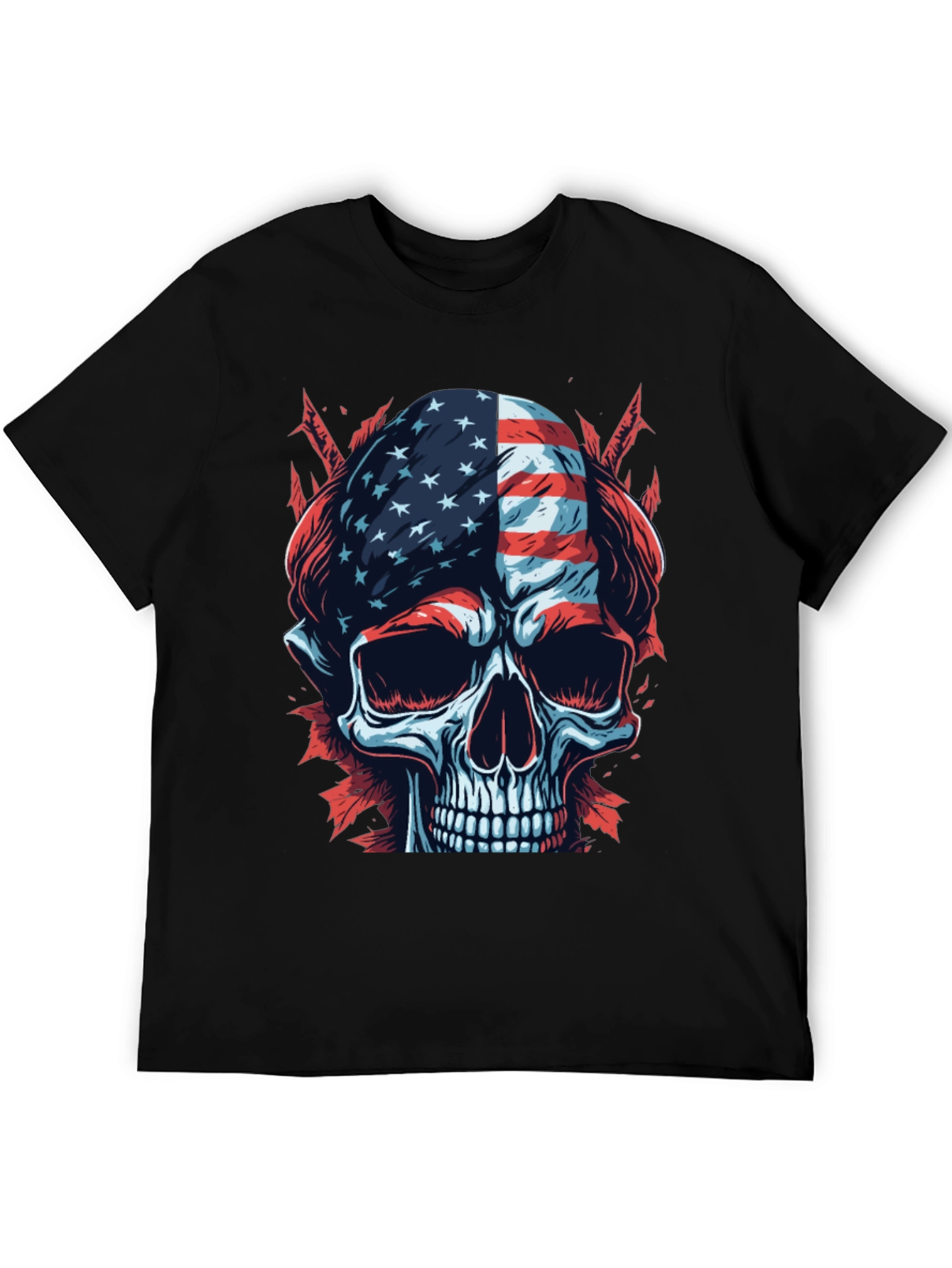 American Flag Skull Graphic T-Shirt