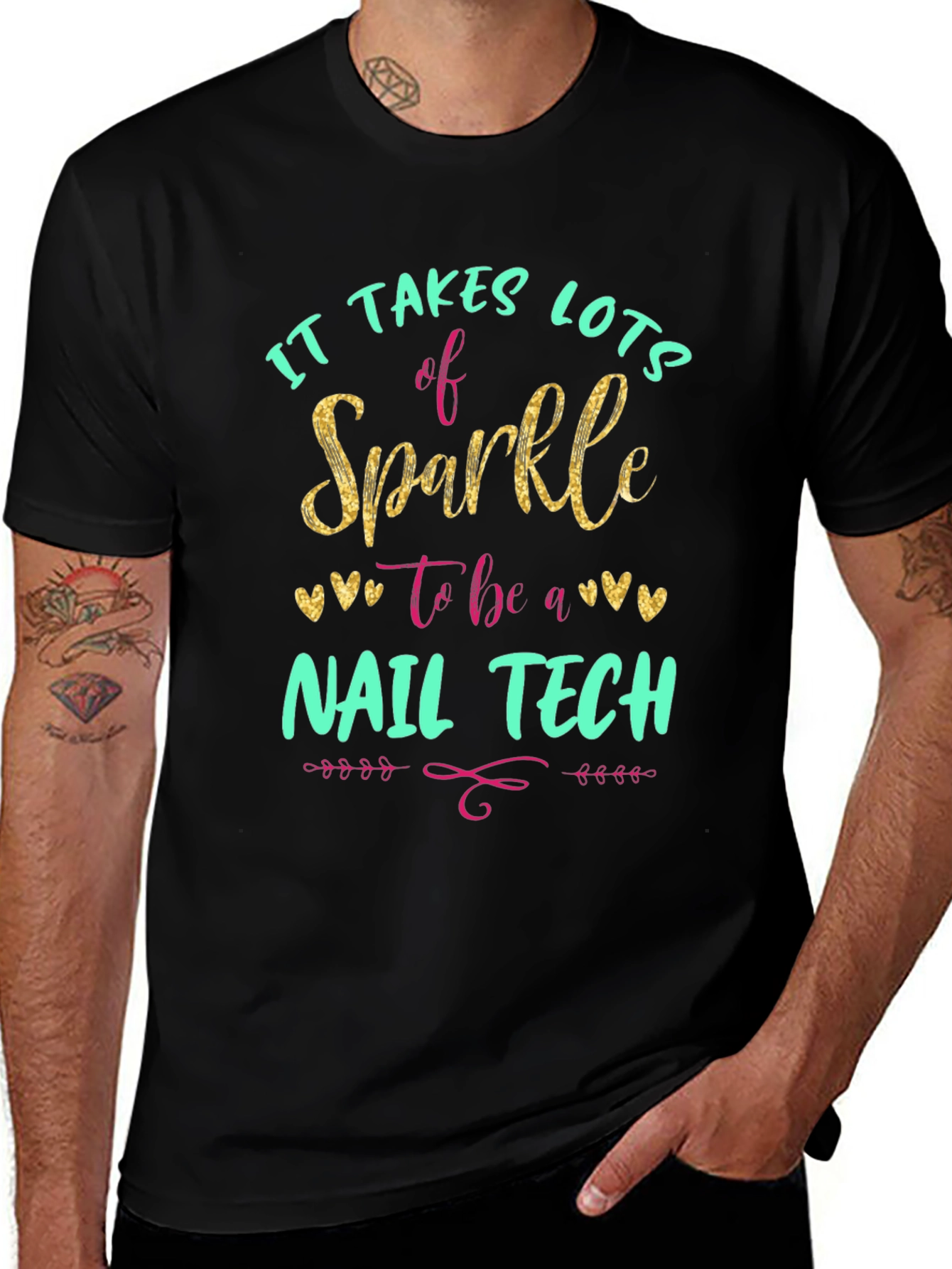 Sparkle Nail Tech Black T-Shirt