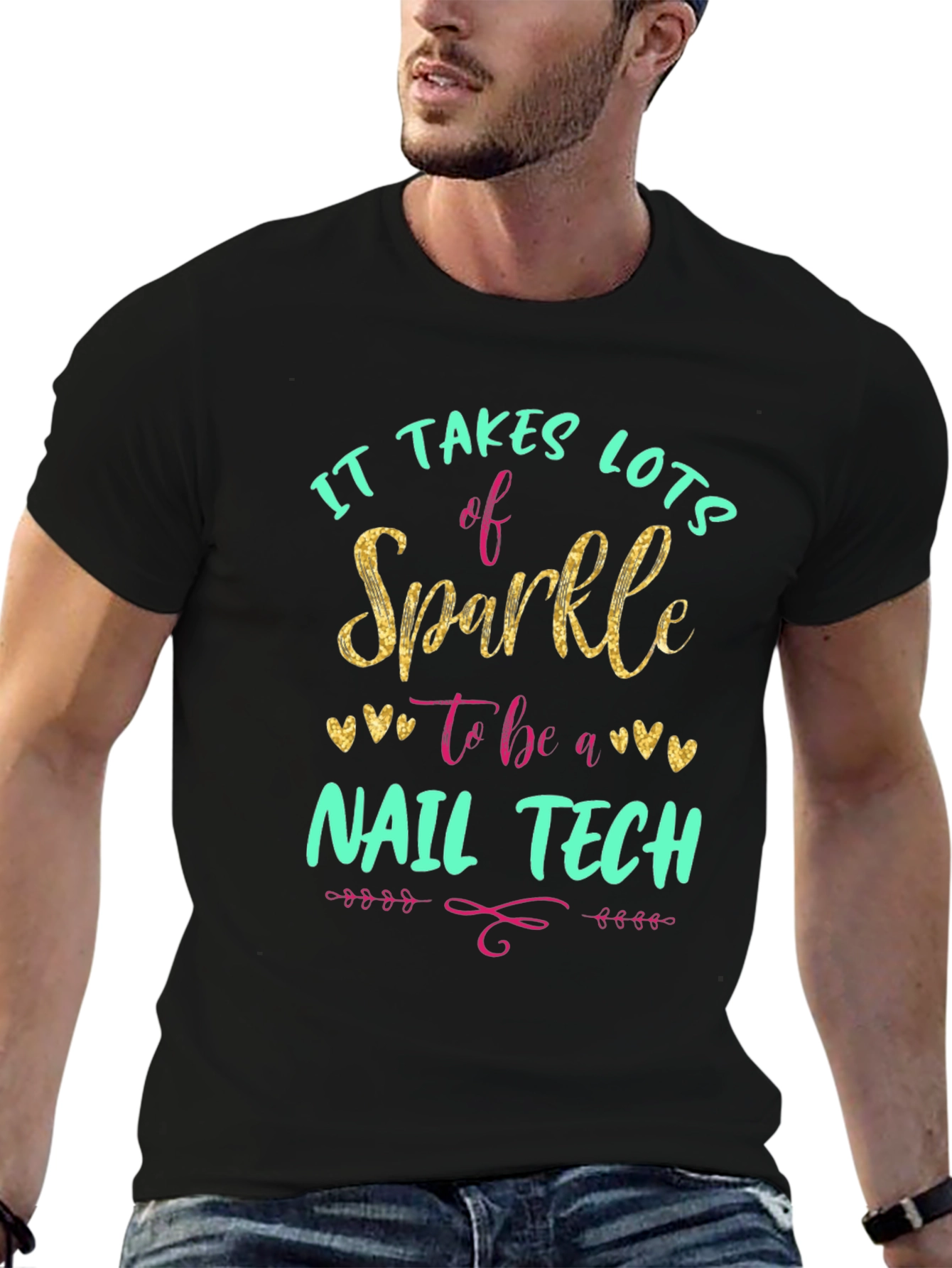Sparkle Nail Tech Black T-Shirt