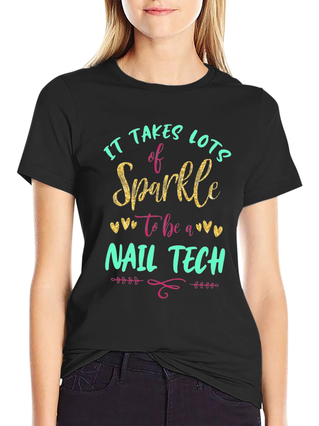Sparkle Nail Tech Black T-Shirt