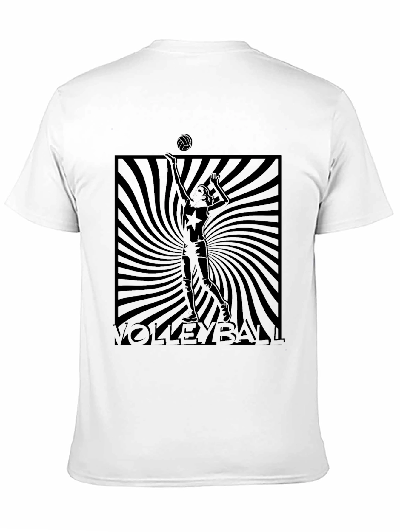 Volleyball Graphic Tee - Black Cotton T-Shirt