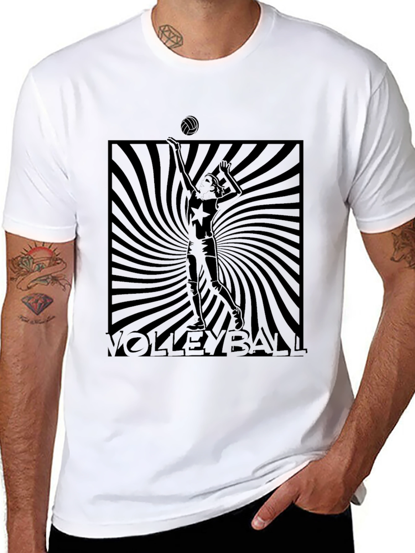 Volleyball Graphic Tee - Black Cotton T-Shirt