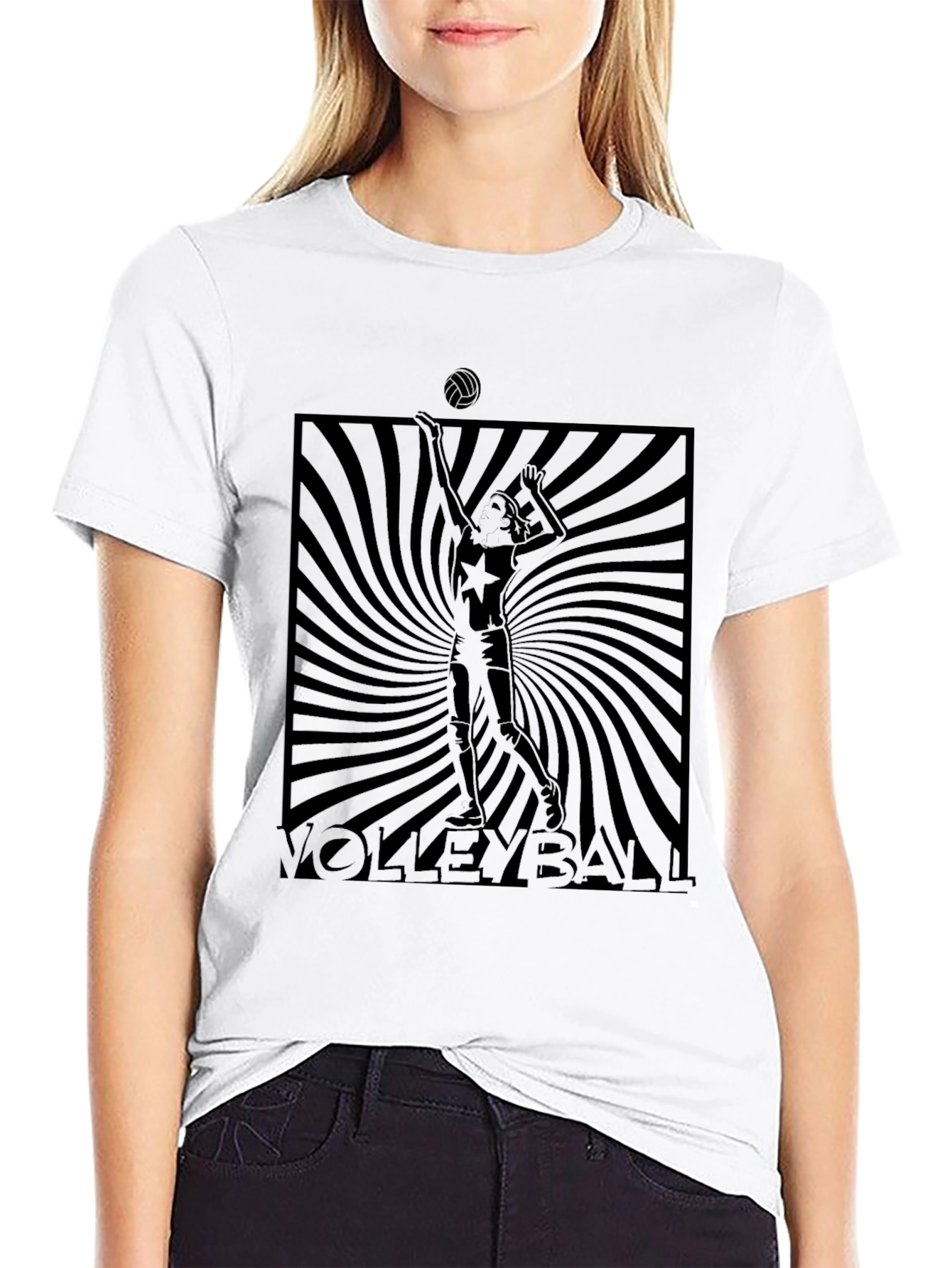 Volleyball Graphic Tee - Black Cotton T-Shirt