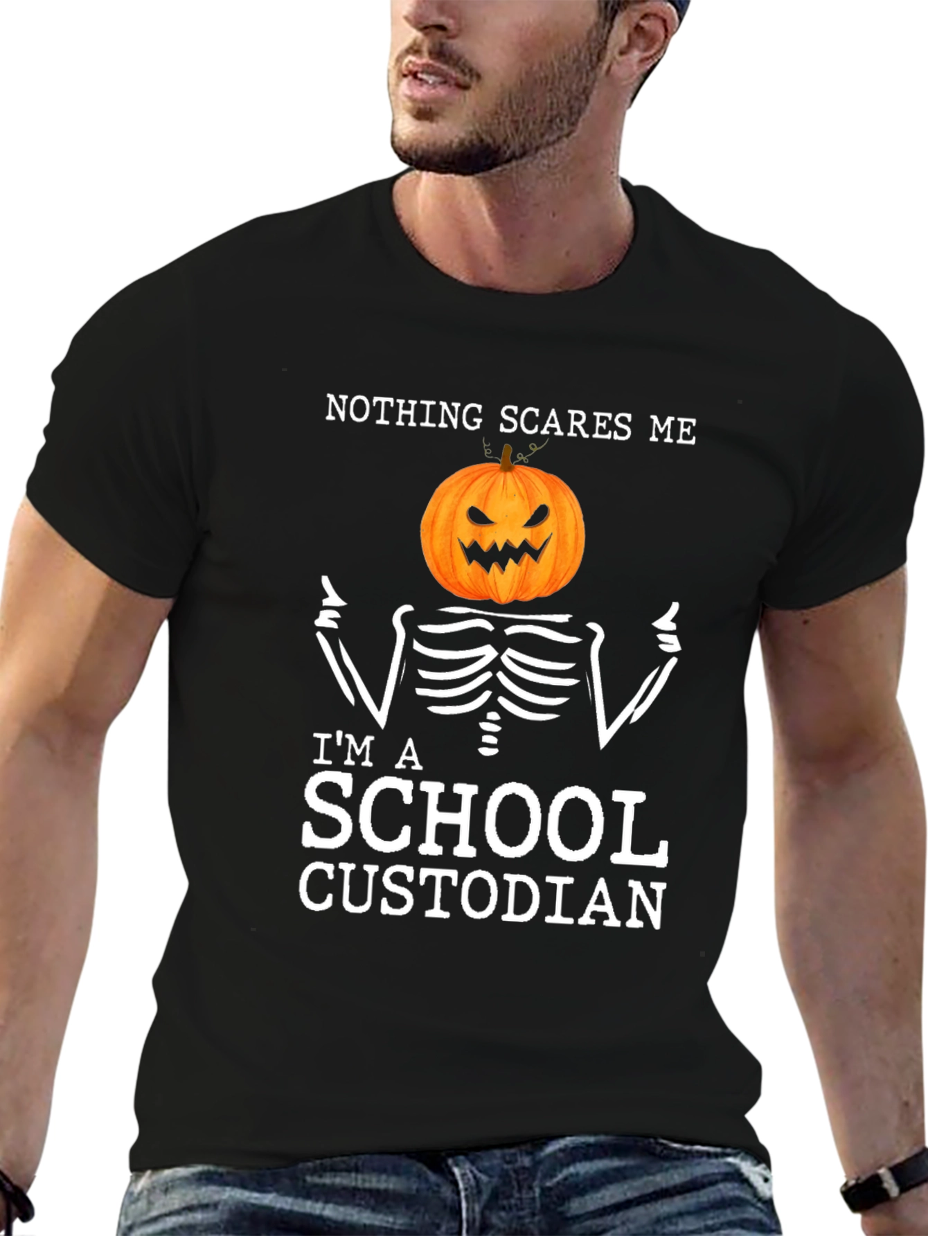 Nothing Scares Me Im A School Custodian Halloween T-Shirt