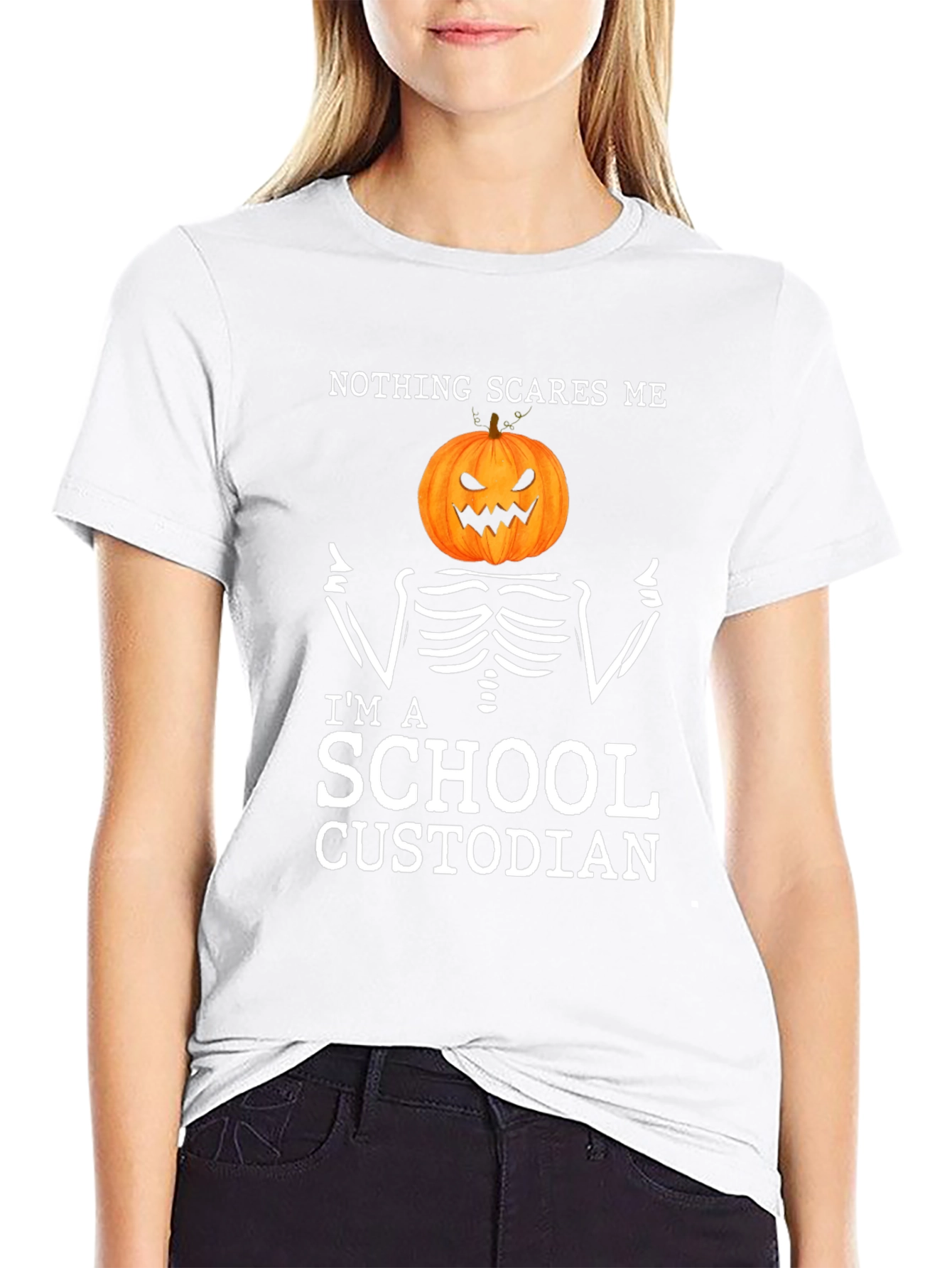 Nothing Scares Me Im A School Custodian Halloween T-Shirt