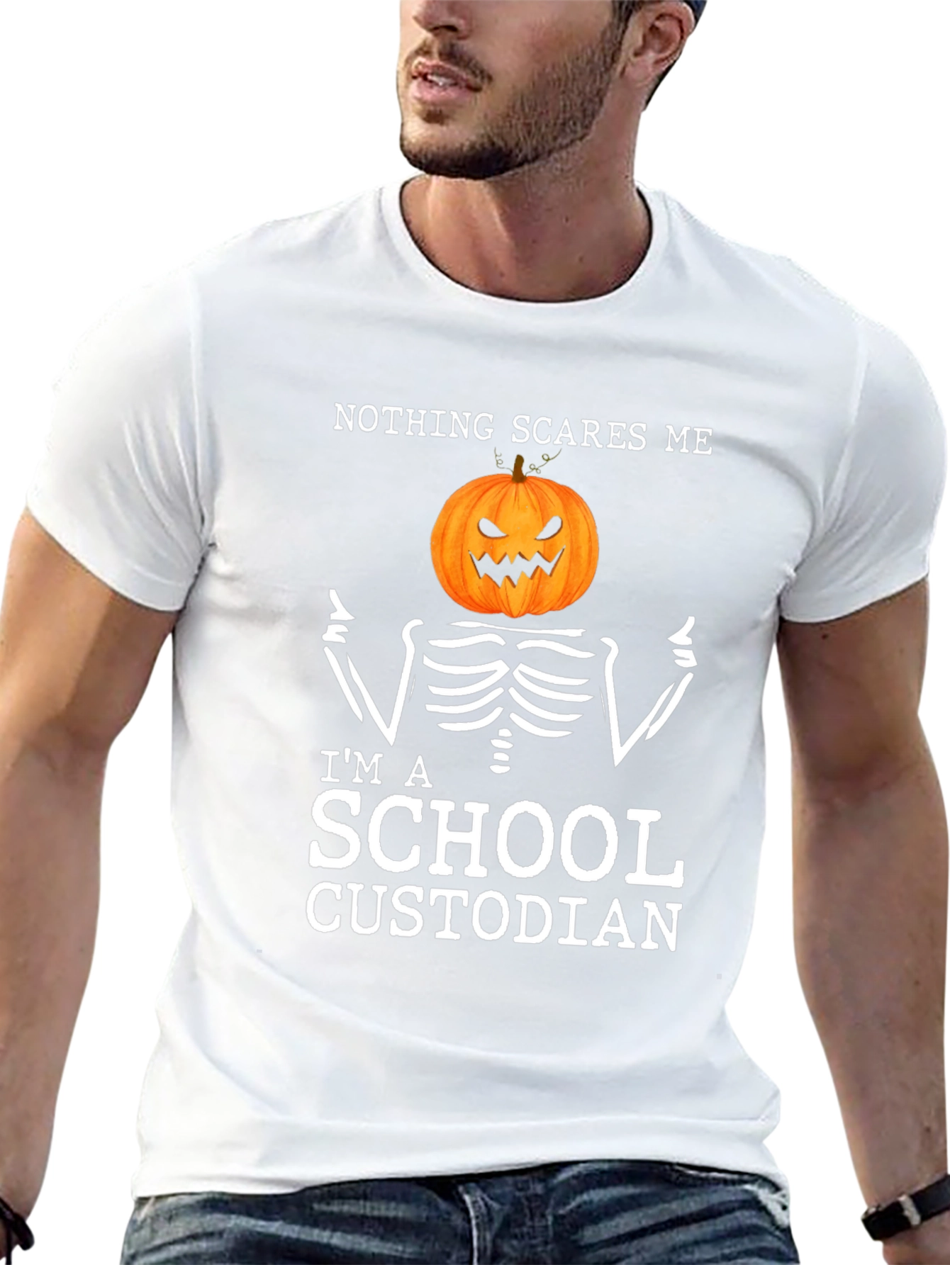 Nothing Scares Me Im A School Custodian Halloween T-Shirt
