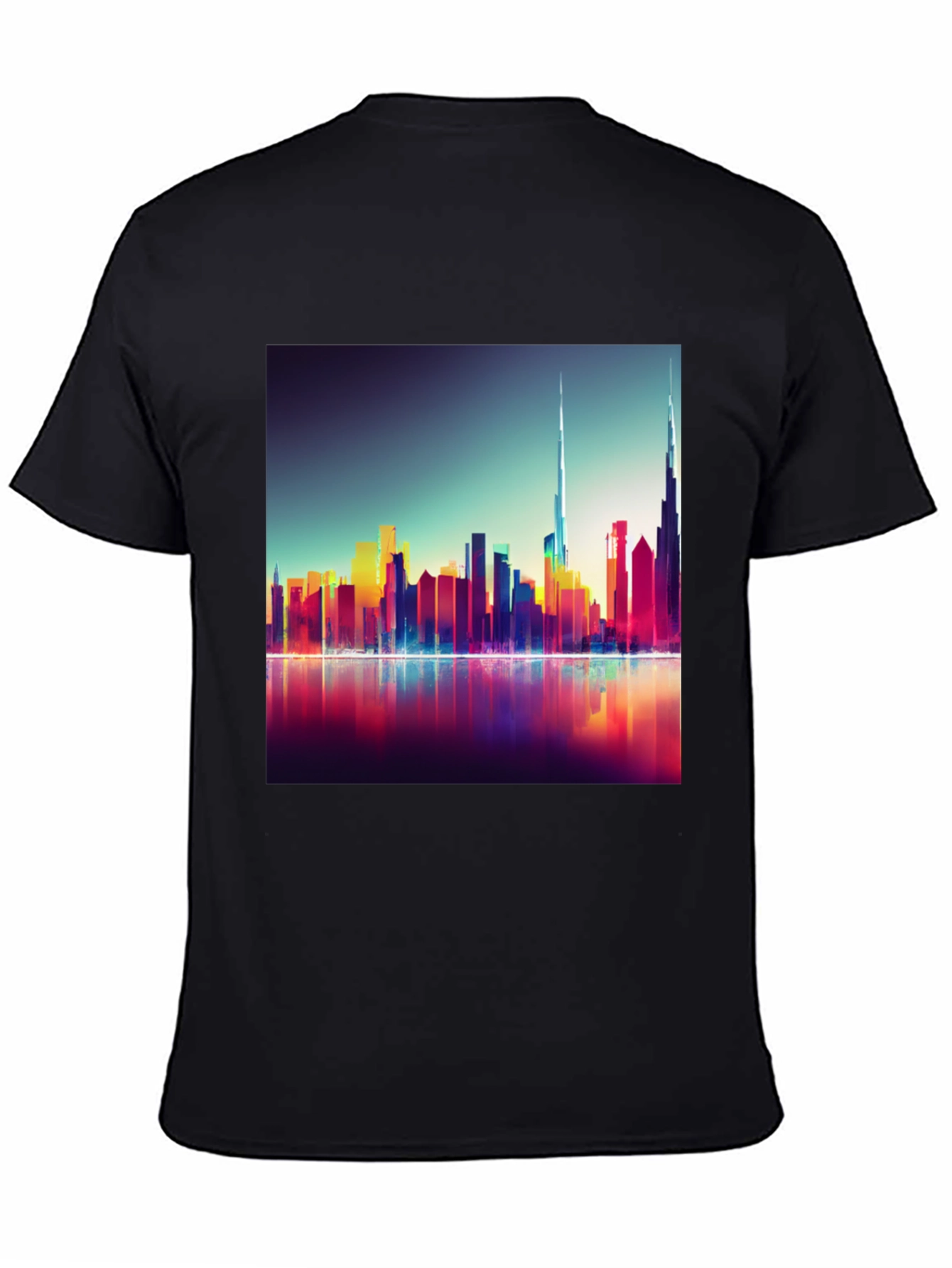 Dubai Skyline Mens Black Graphic Tee