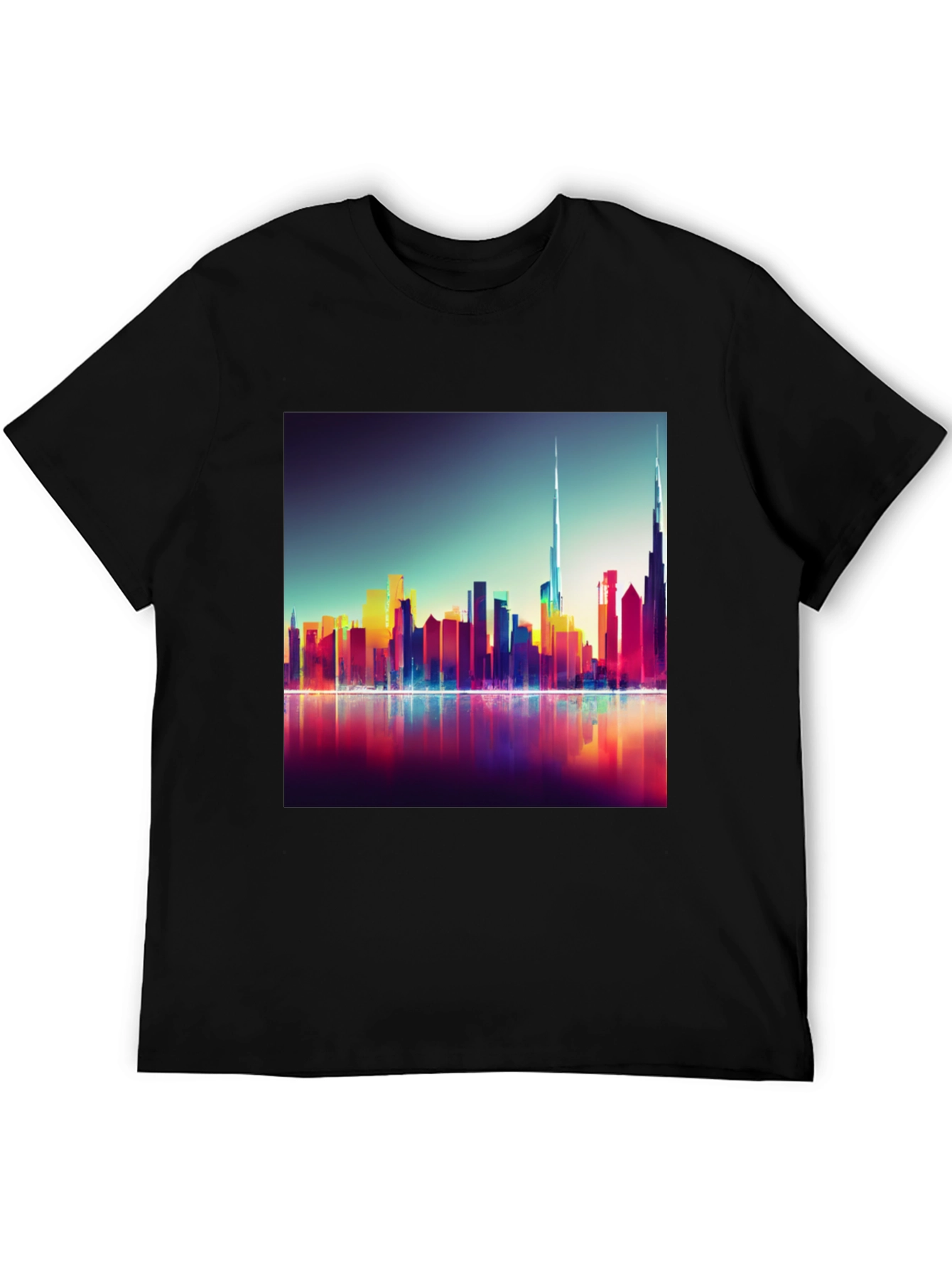 Dubai Skyline Mens Black Graphic Tee